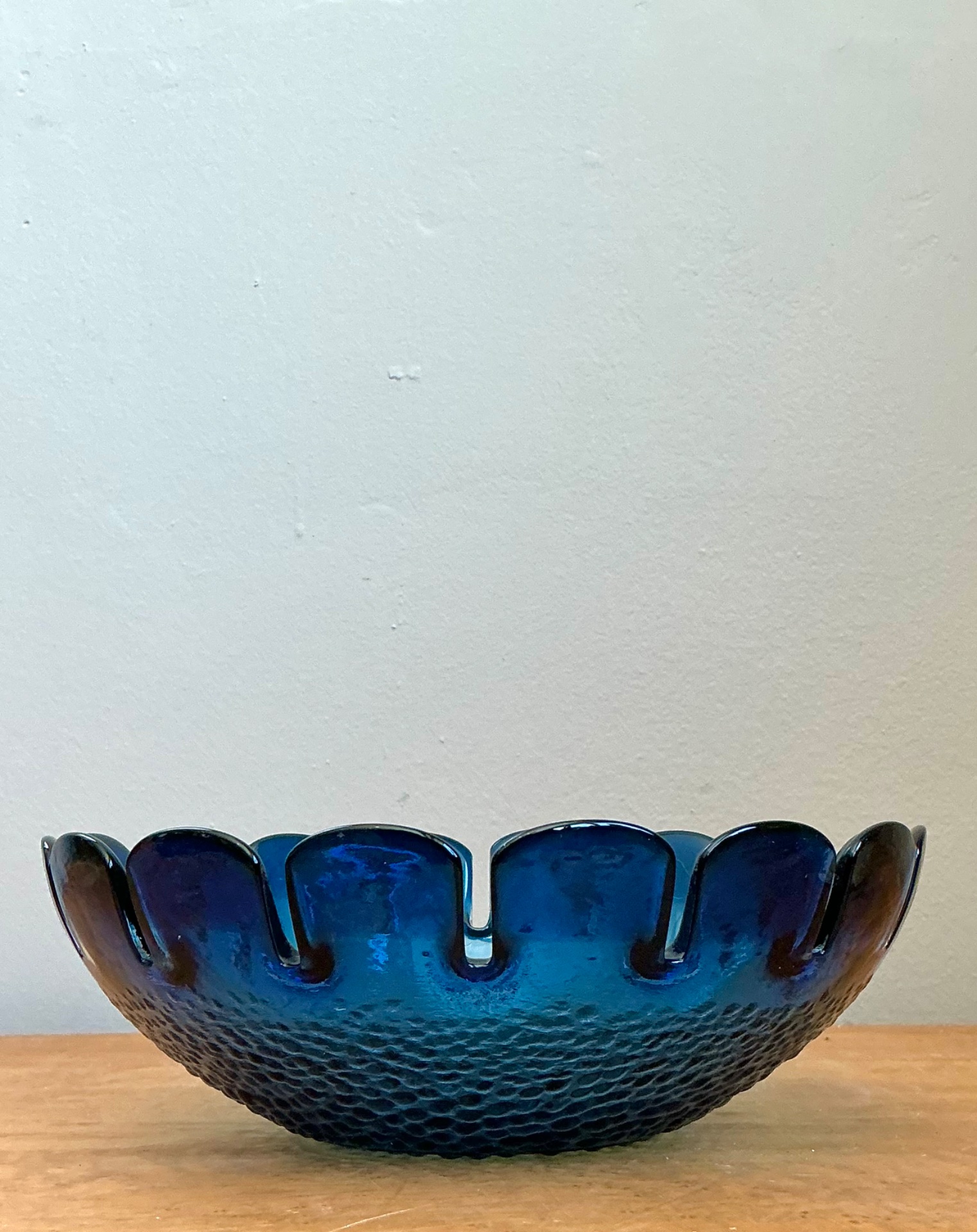 Vintage Swedish Scalloped Glass Bowl - Top view