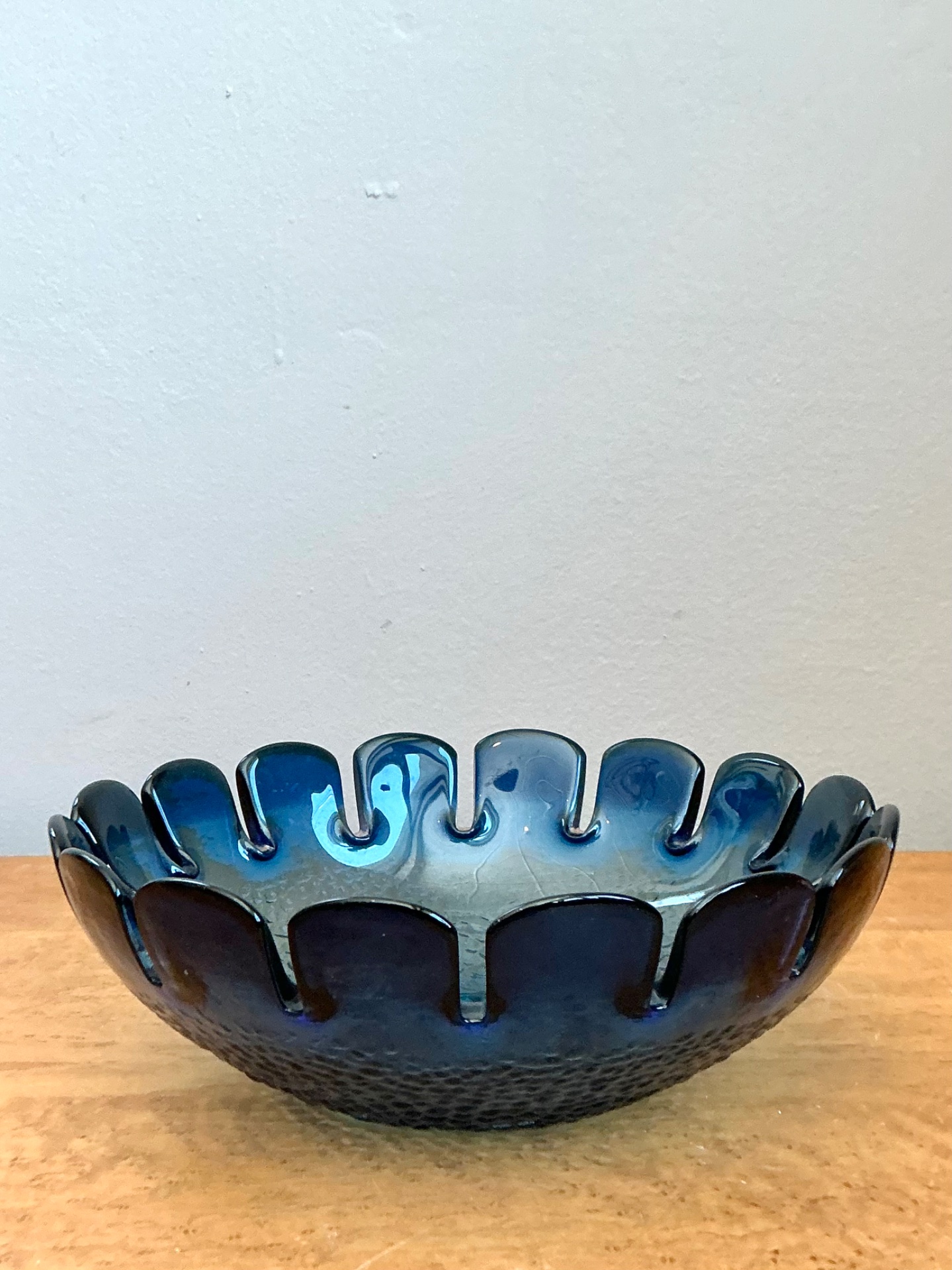 Vintage Swedish Scalloped Glass Bowl - Side view