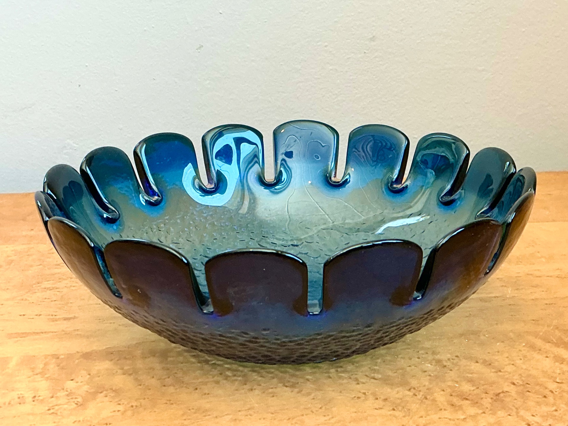 Vintage Swedish Scalloped Glass Bowl - Detail view