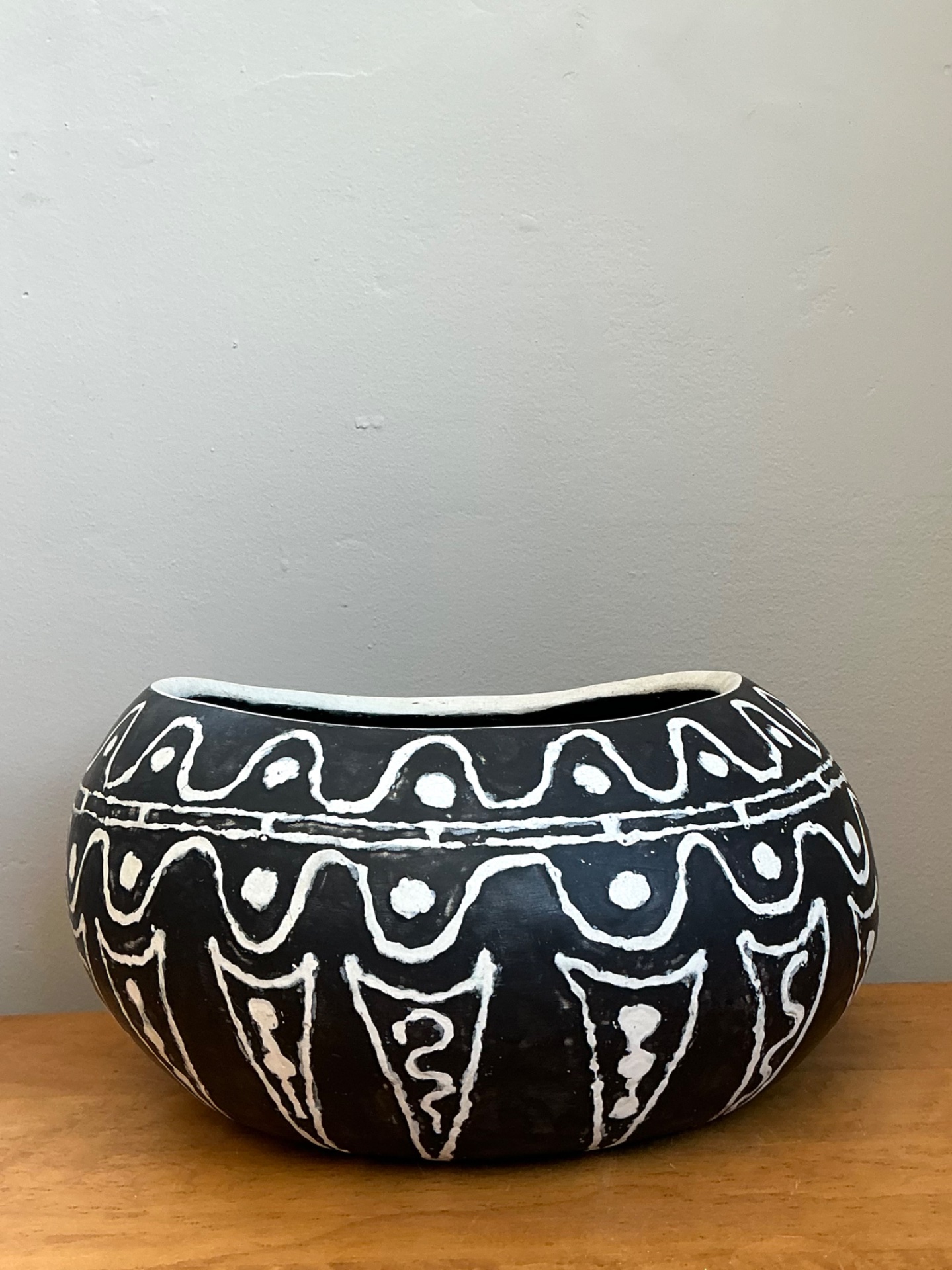 Vintage Hand Painted Ceramic Bowl - Side view
