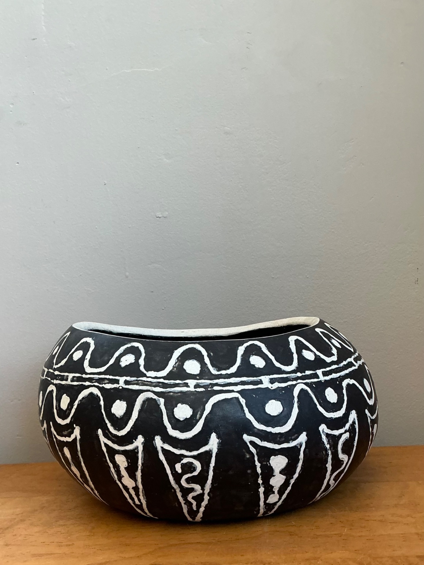 Vintage Hand Painted Ceramic Bowl - Top view