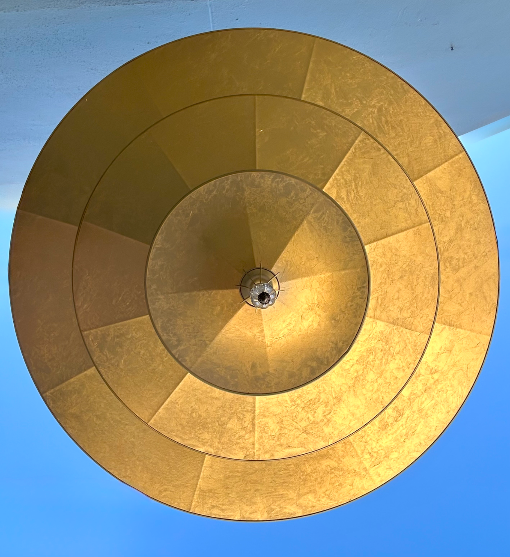 Vintage Italian Fortuny “Icaro” ThreeTiered Gold Fiber Chandelier - Detail view