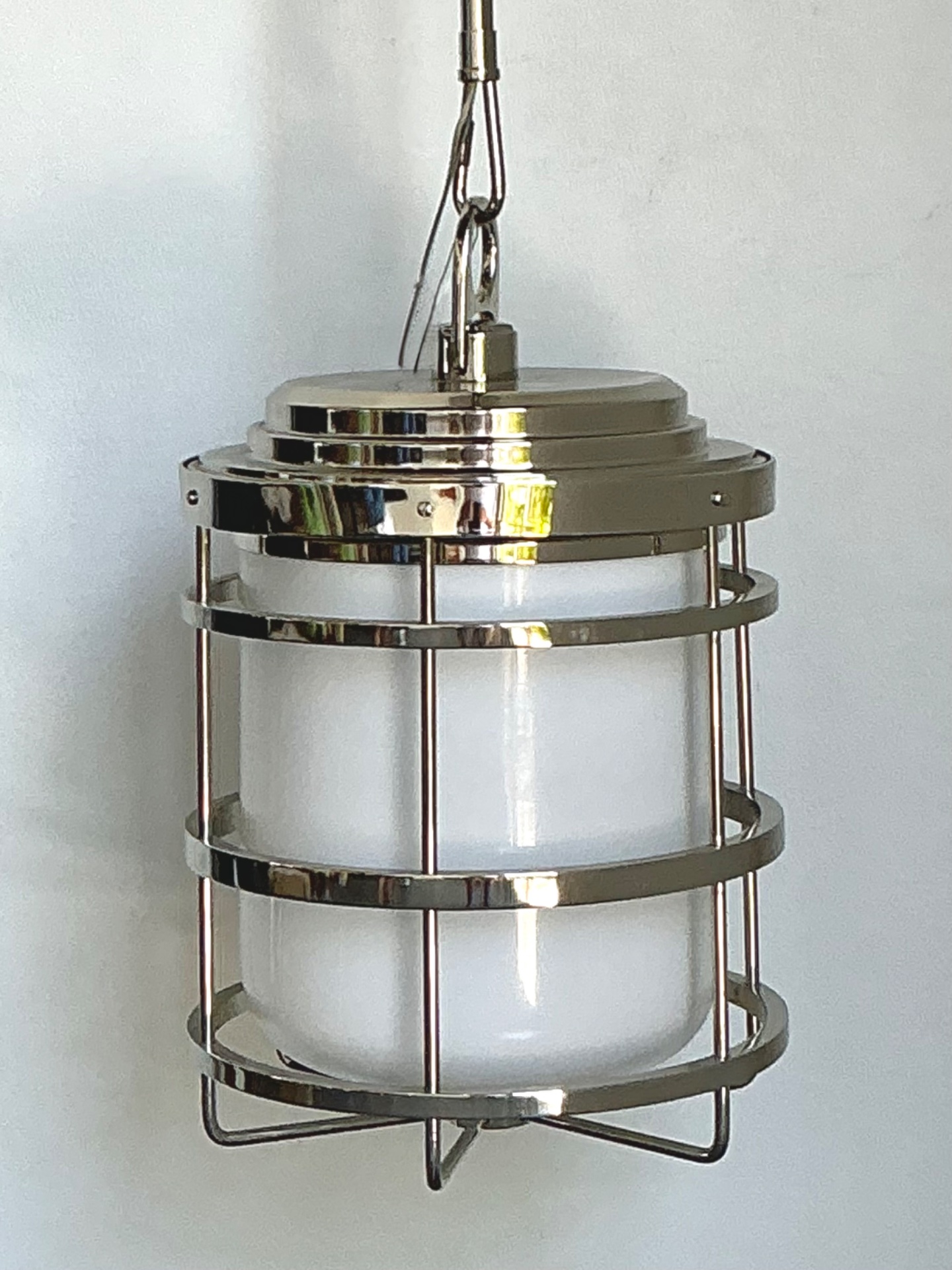 Vintage Ralph Lauren XL “Crosby” Polished Nickle And Glass Pendant - Top view