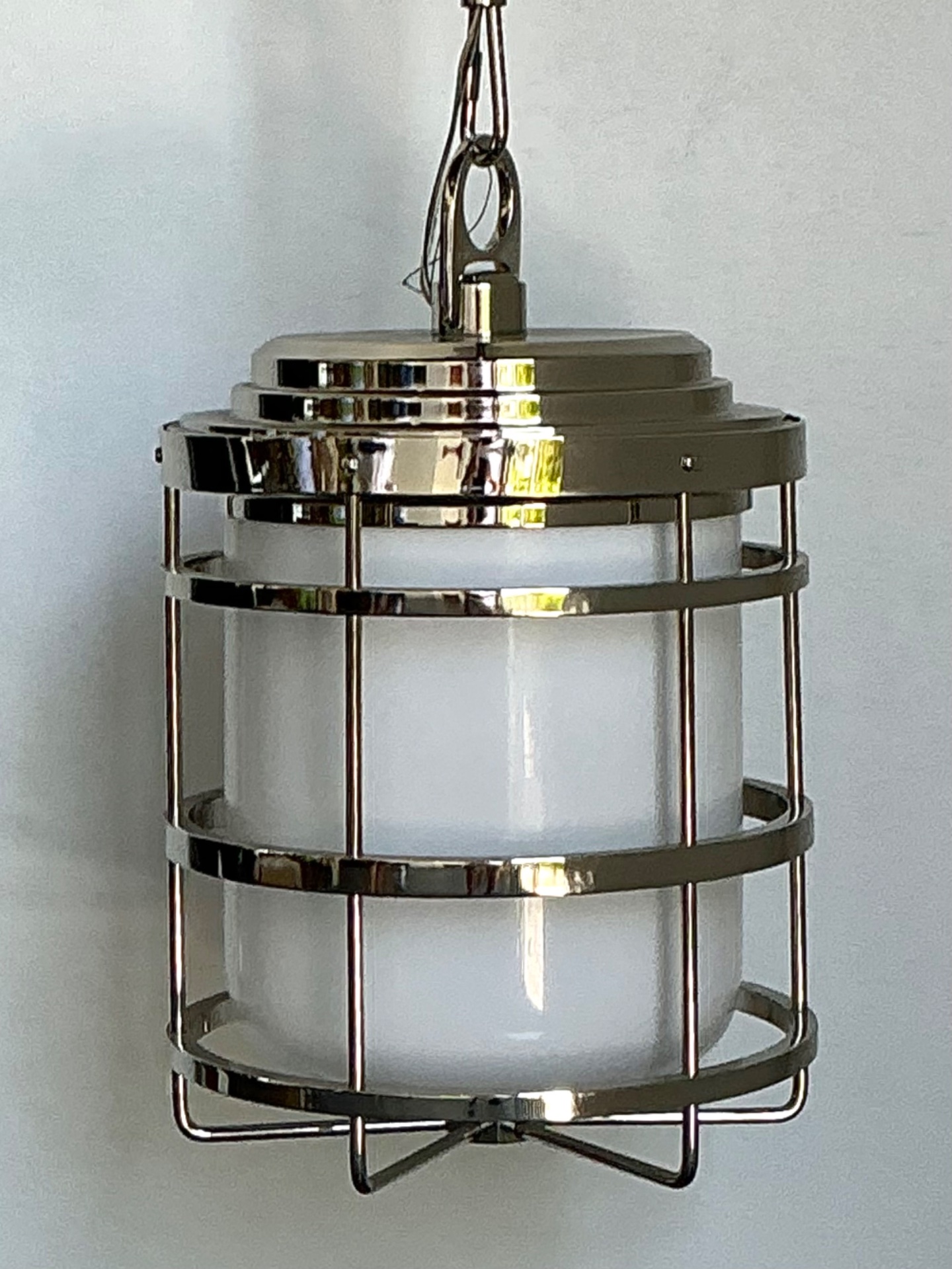 Vintage Ralph Lauren XL “Crosby” Polished Nickle And Glass Pendant - Back view