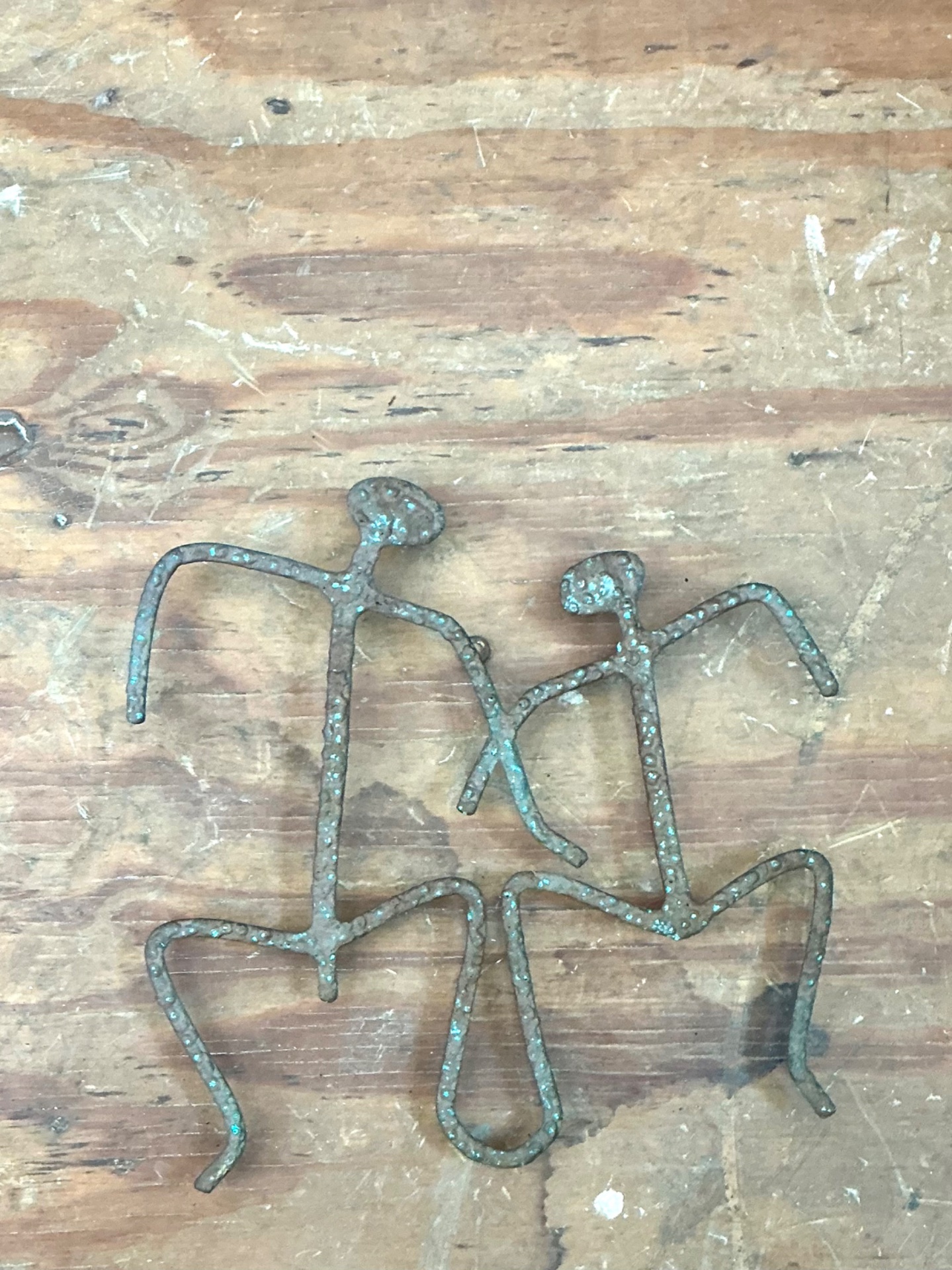 Vintage Patinated Metal Figure Sculptures - Side view
