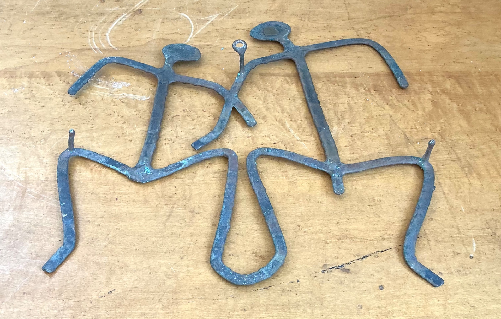Vintage Patinated Metal Figure Sculptures - Detail view