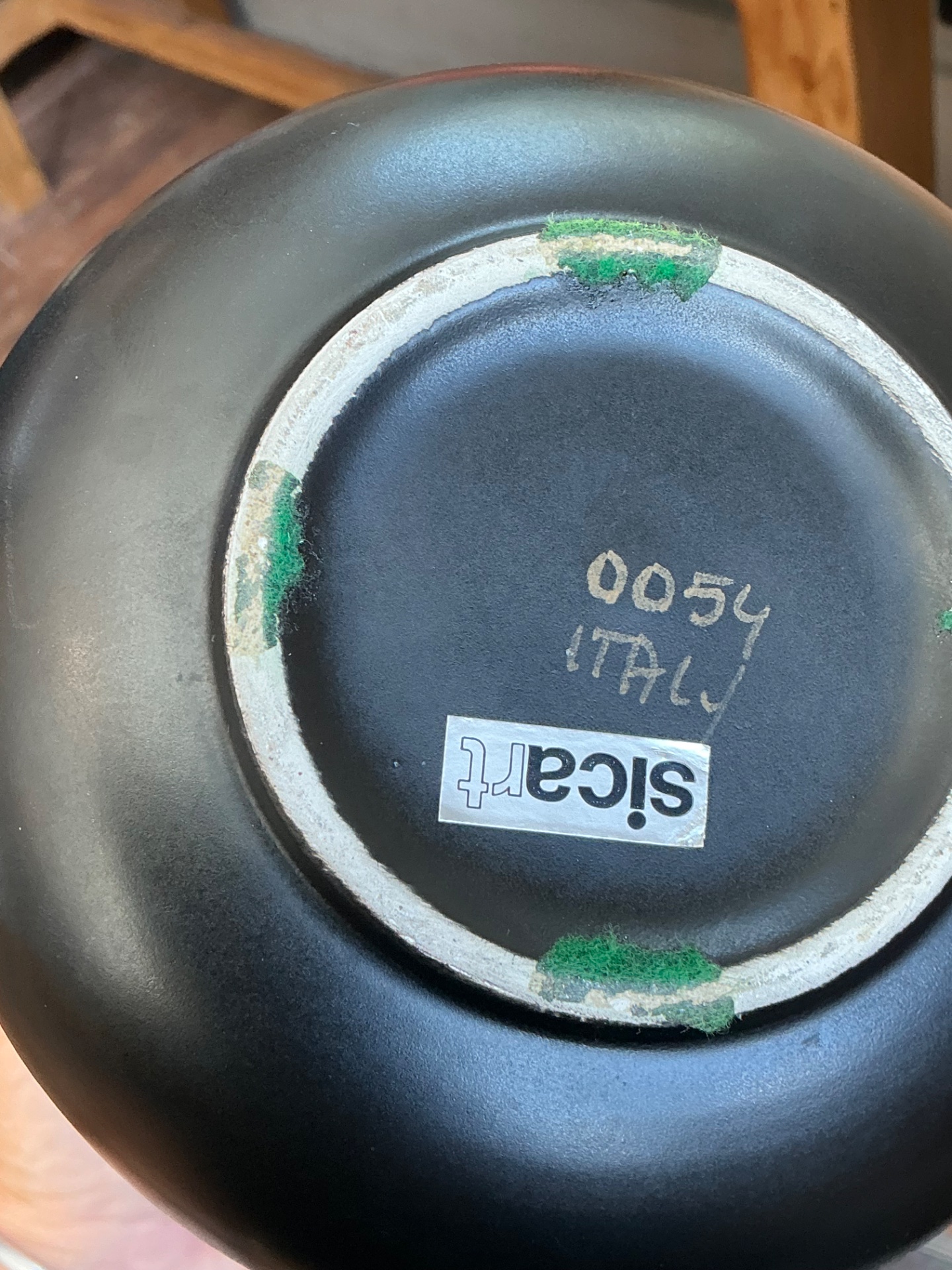 Vintage Italian Matte Glaze Vase - Top view