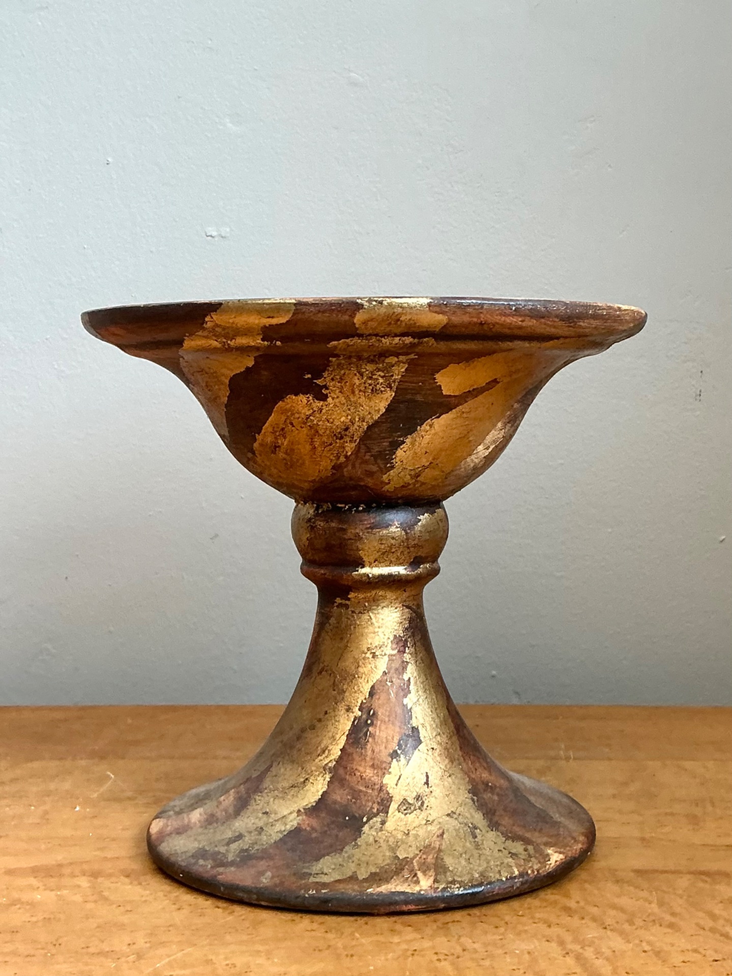Vintage Gilt Striped Ceramic Pedestal - Side view