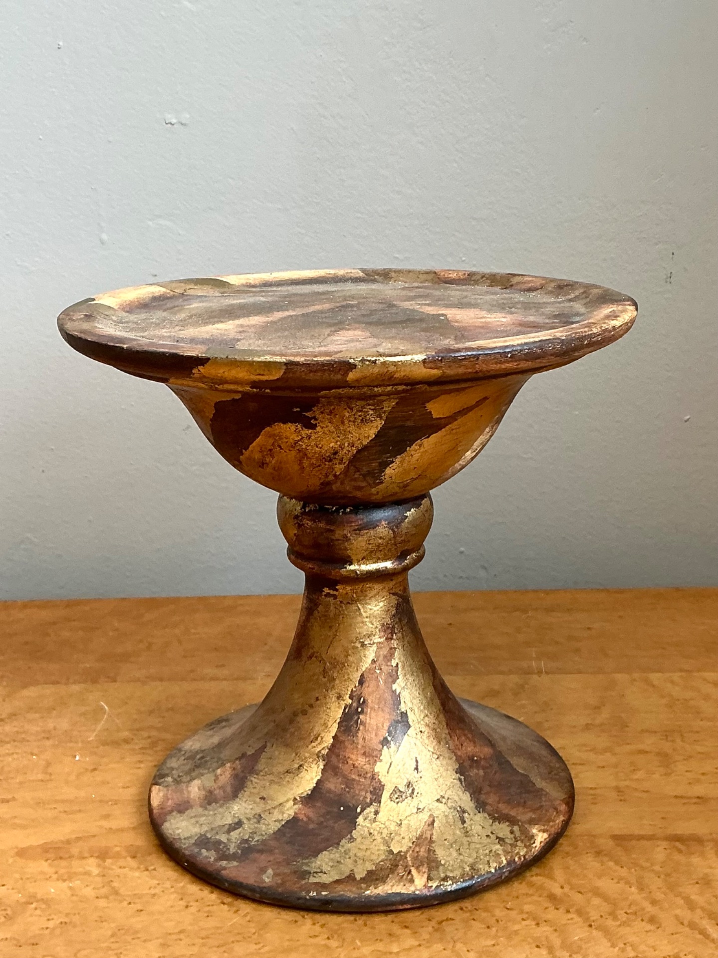 Vintage Gilt Striped Ceramic Pedestal - Top view