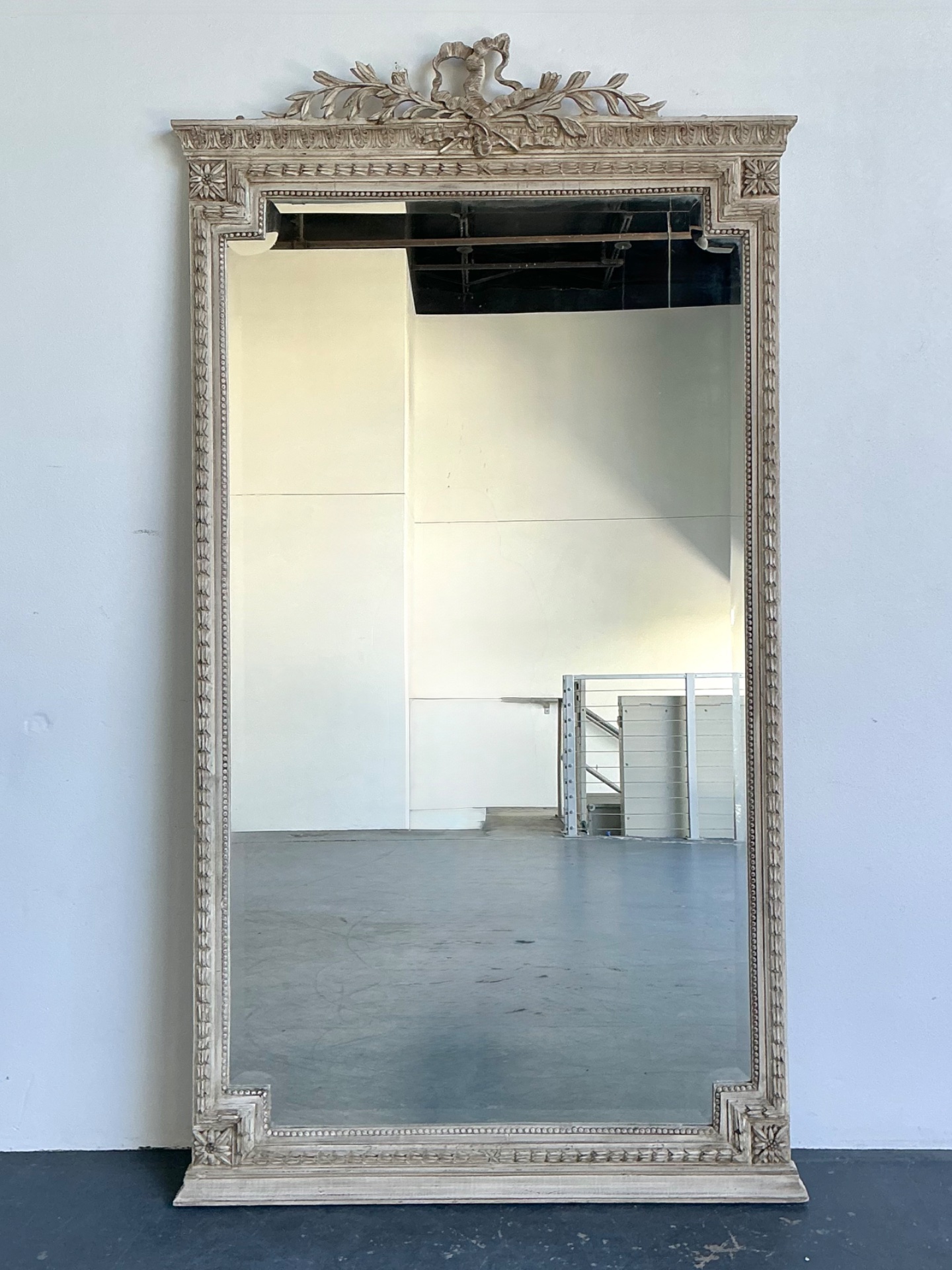 Vintage Monumental Carved Ribbon Floor Mirror - Back view