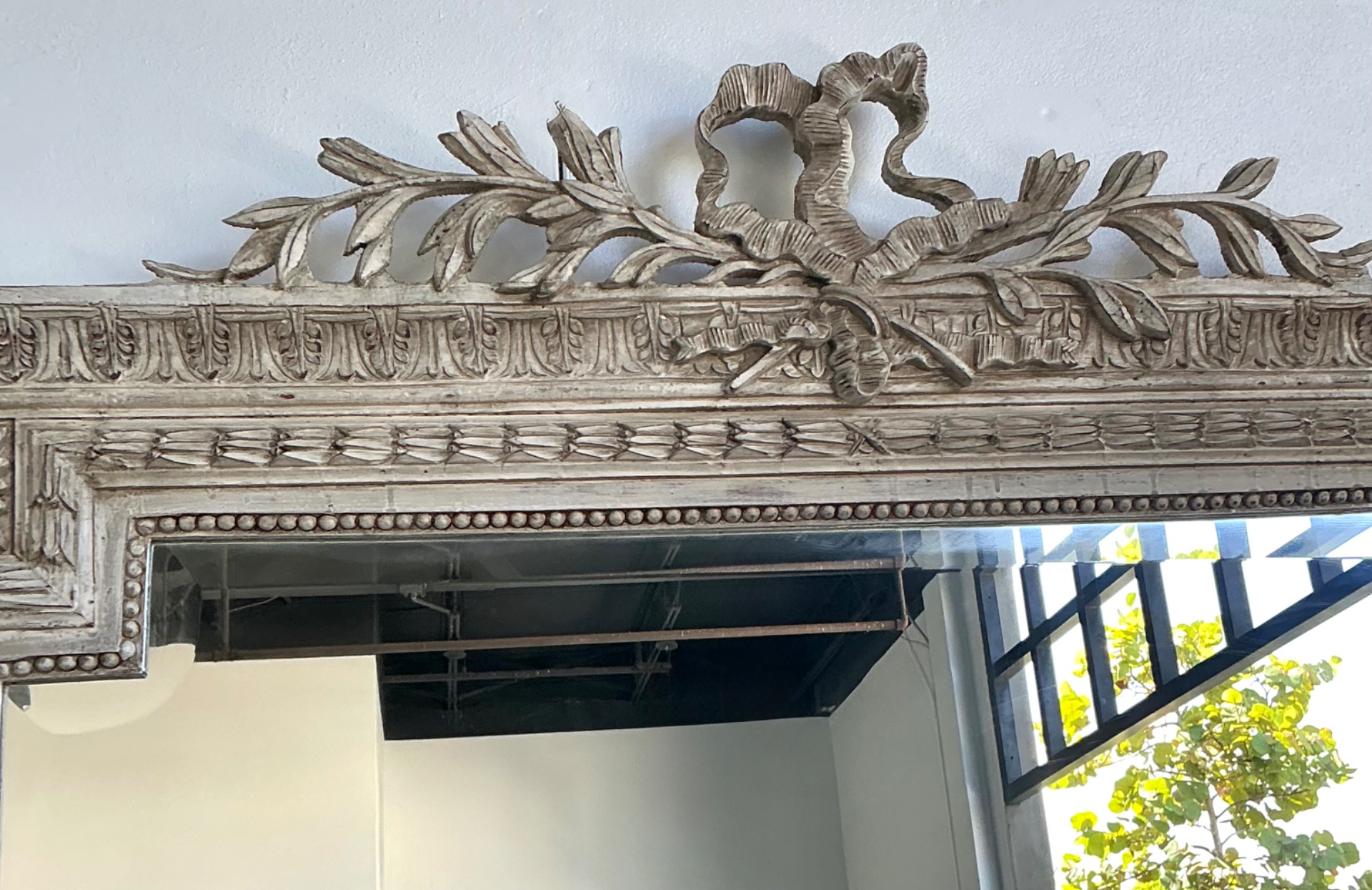 Vintage Monumental Carved Ribbon Floor Mirror - Side view