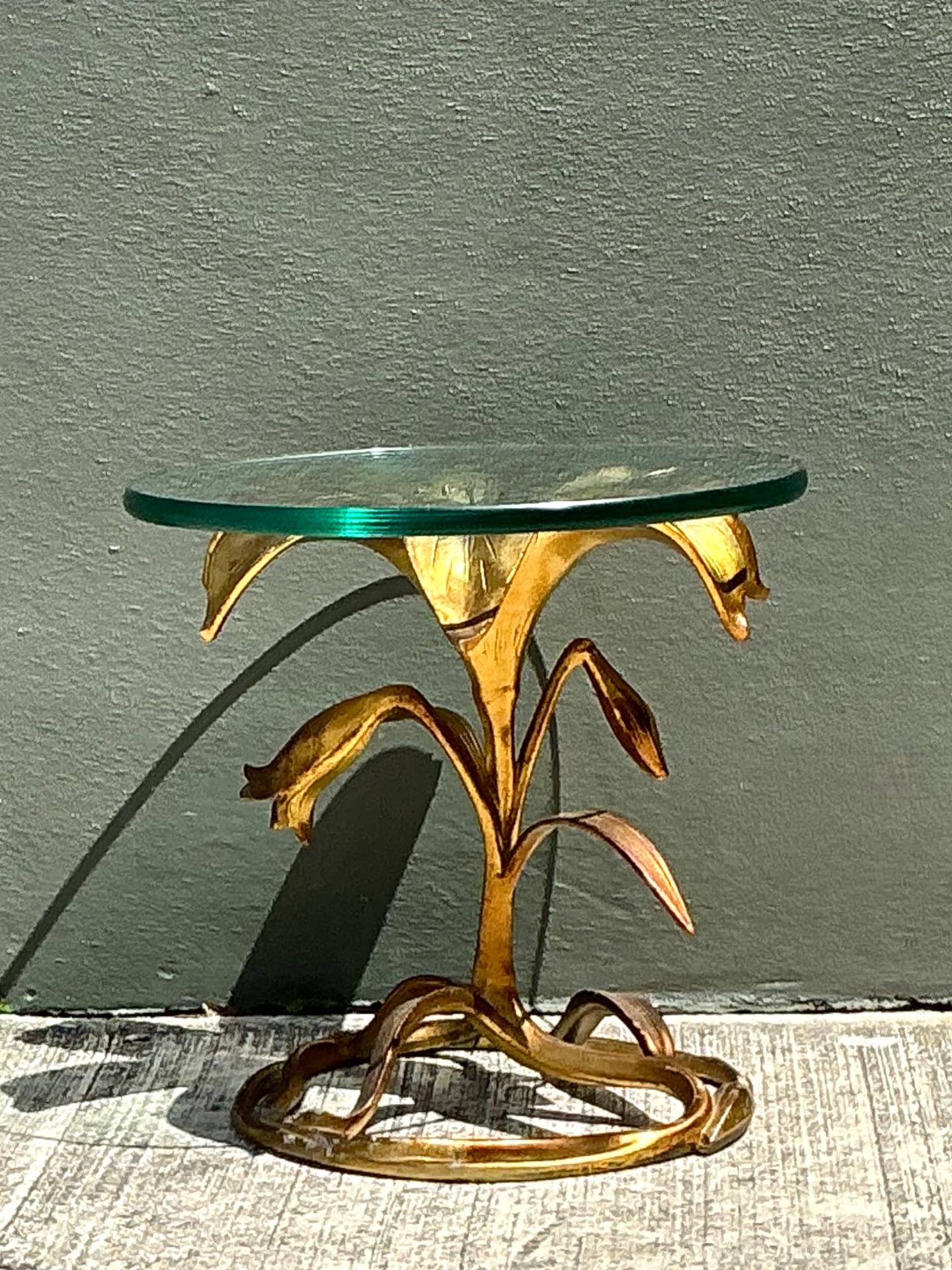 Vintage Arthur Court Gilt Lily Side Table  - Top view