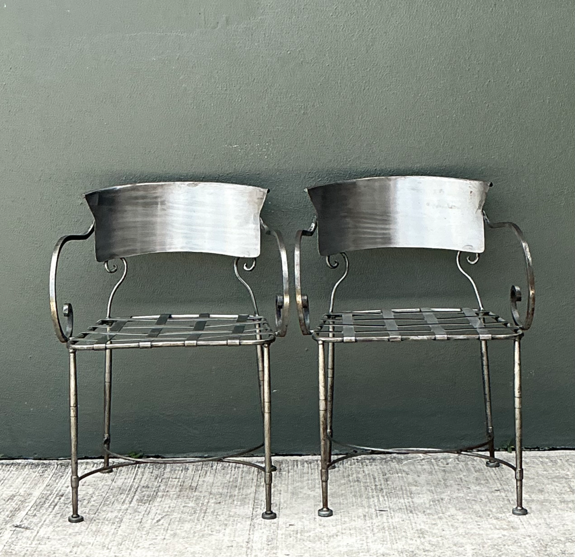 Vintage Metal Scroll Armchairs - Pair - Detail view