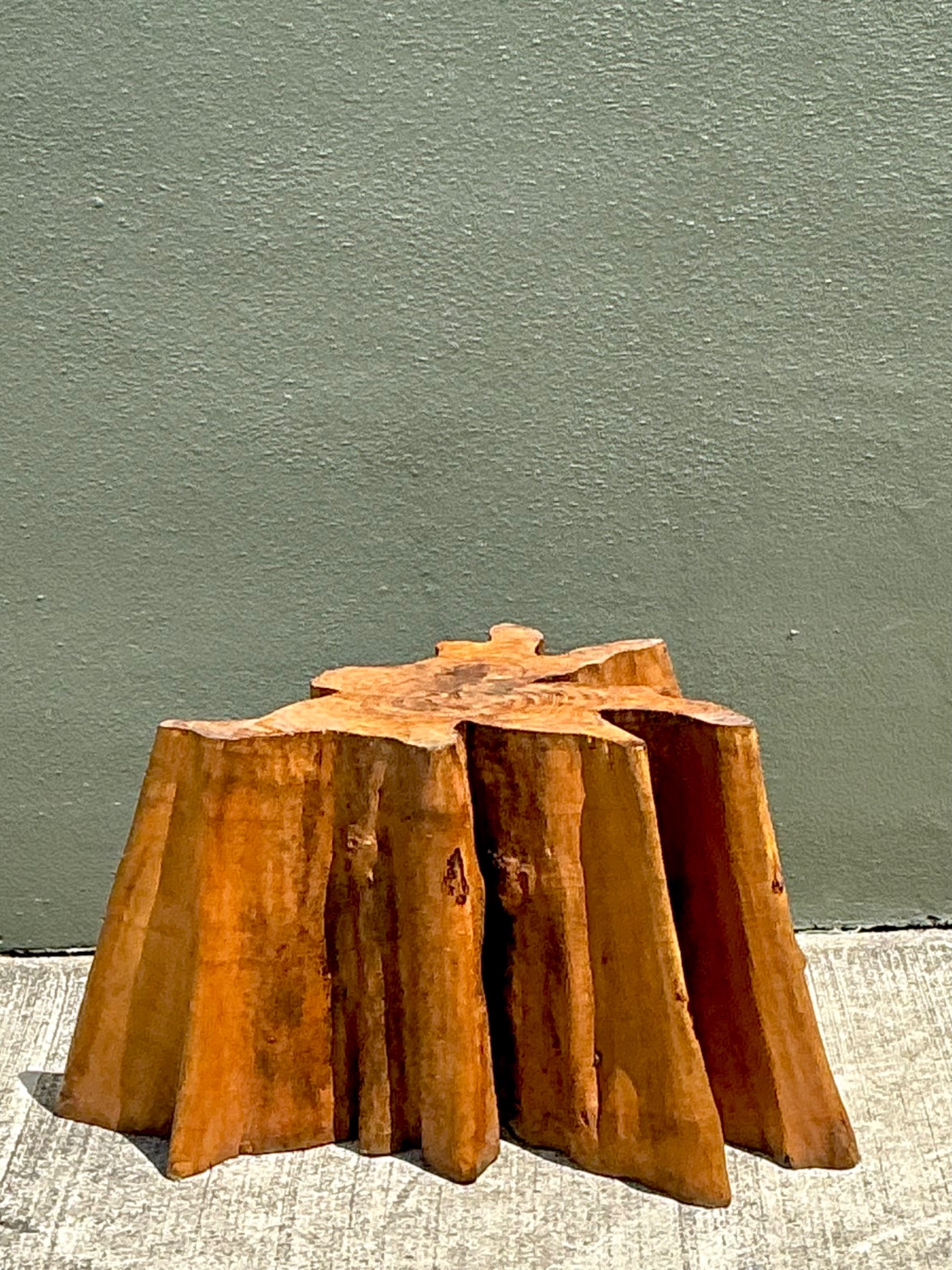 Vintage Natural Wood Tree Stump Table - Side view