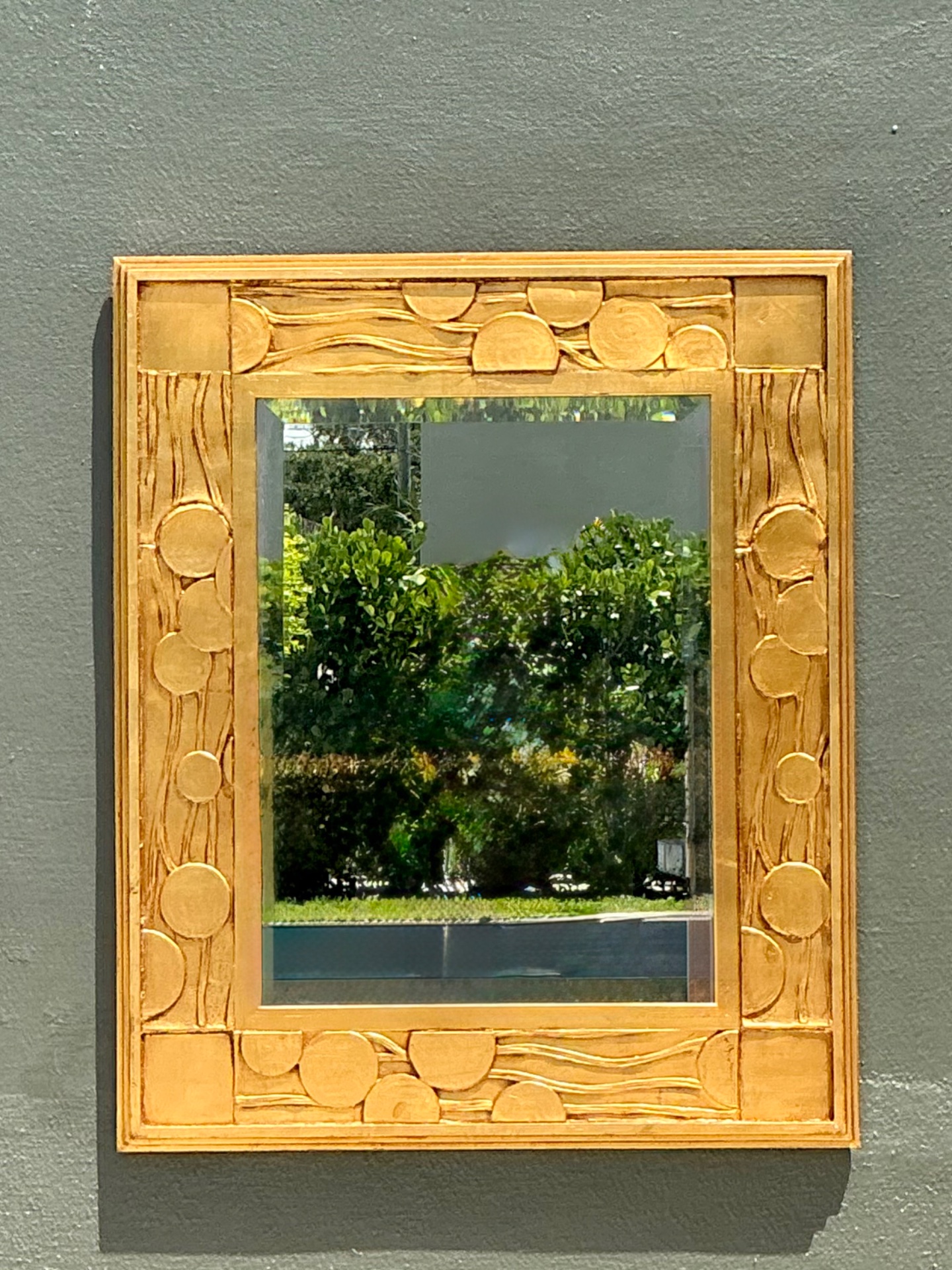Vintage Jay Spectre Gilt Deco Mirror - Side view