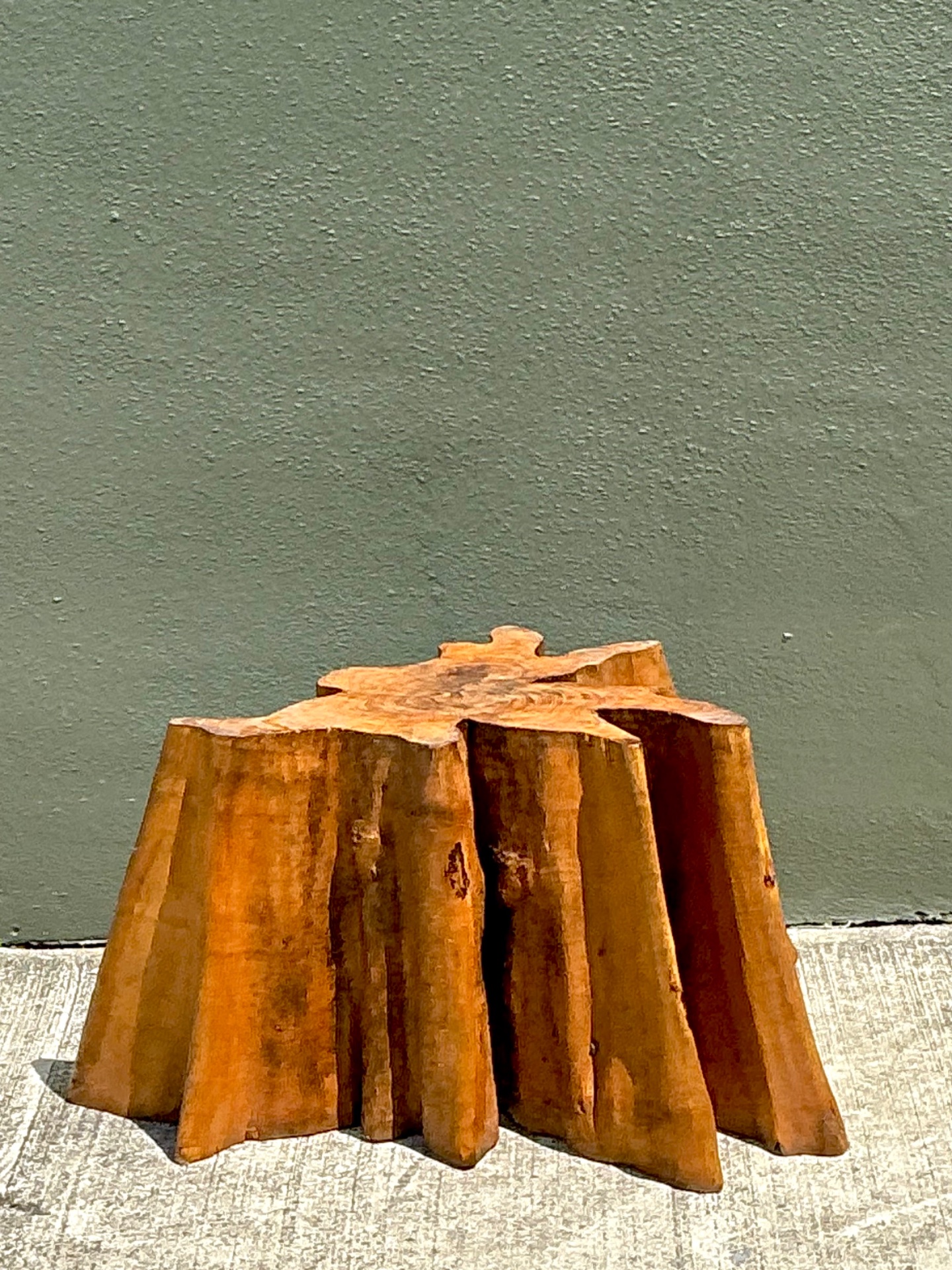 Vintage Natural Wood Tree Stump Table - Top view