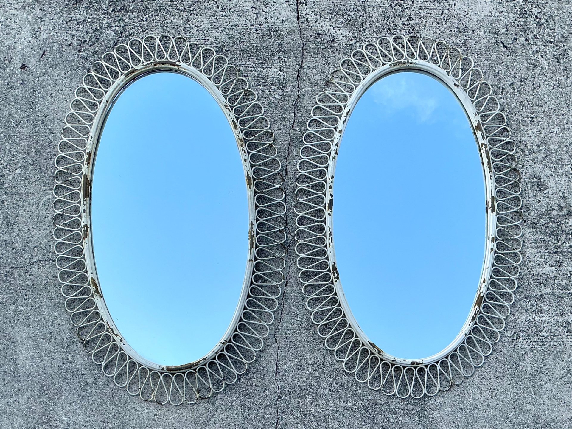 Vintage Salterini Loop Wrought Iron Mirrors - A Pair - Side view