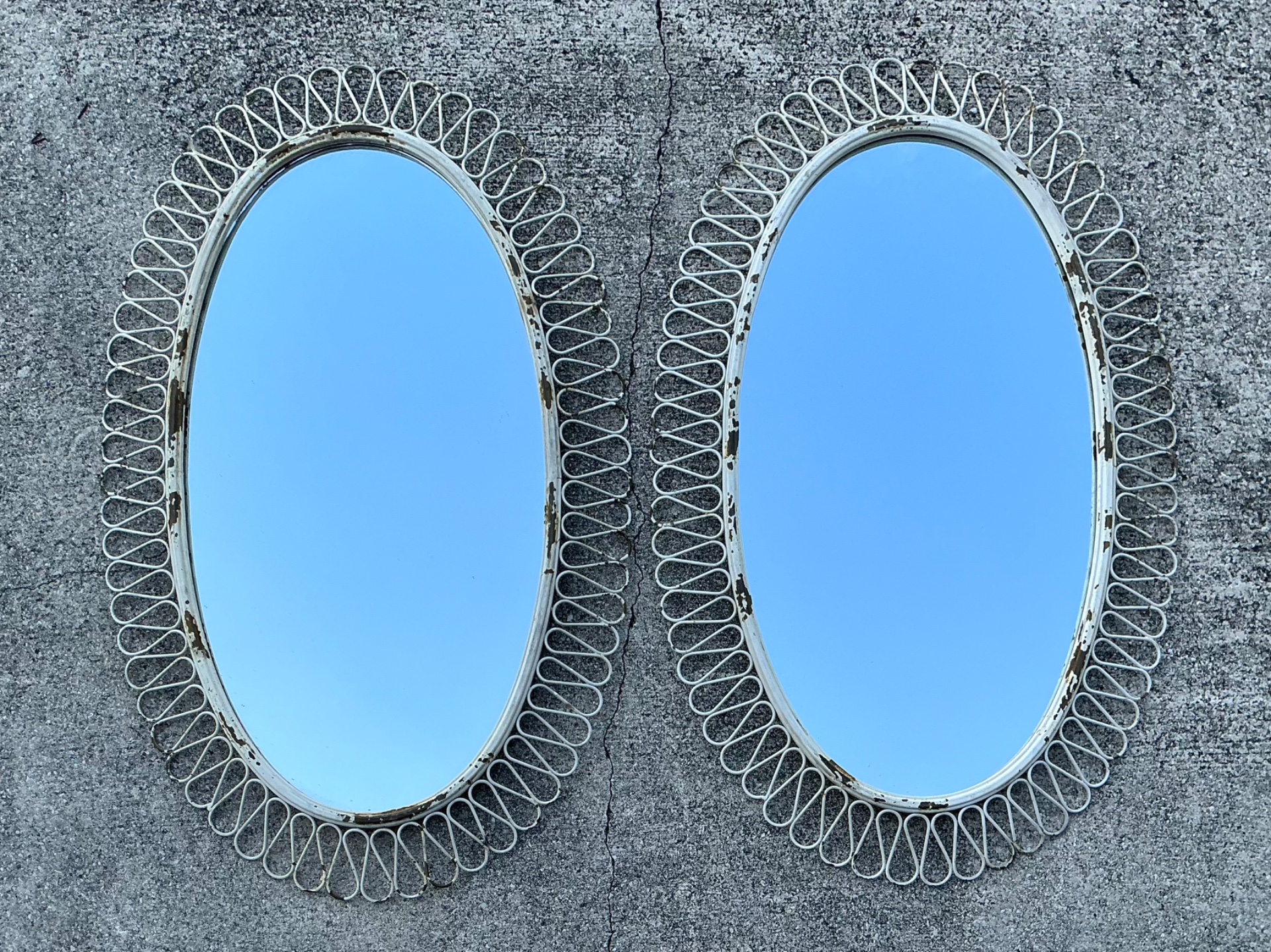 Vintage Salterini Loop Wrought Iron Mirrors - A Pair - Top view