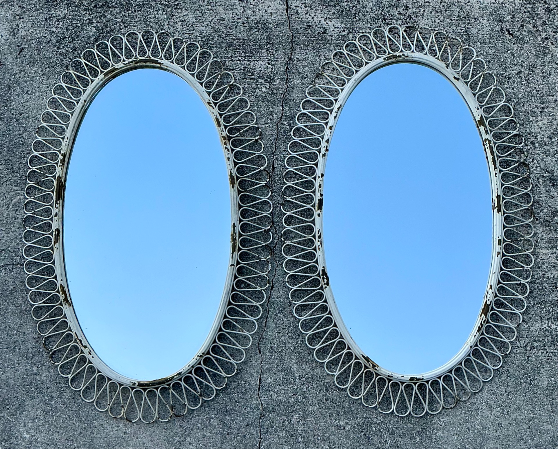 Vintage Salterini Loop Wrought Iron Mirrors - A Pair - Detail view