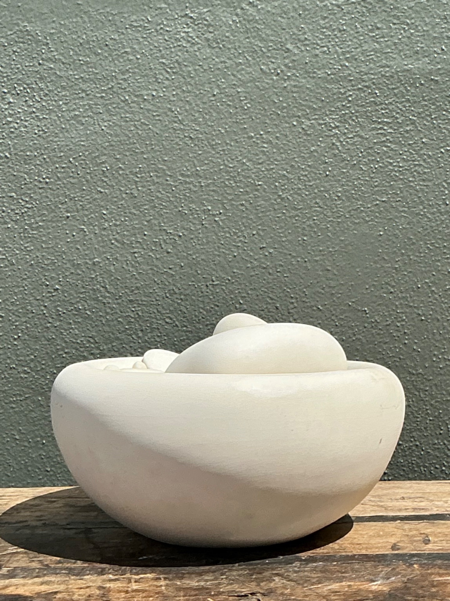 Vintage Matte Ceramic Tabletop Ceramic Fountain - Side view