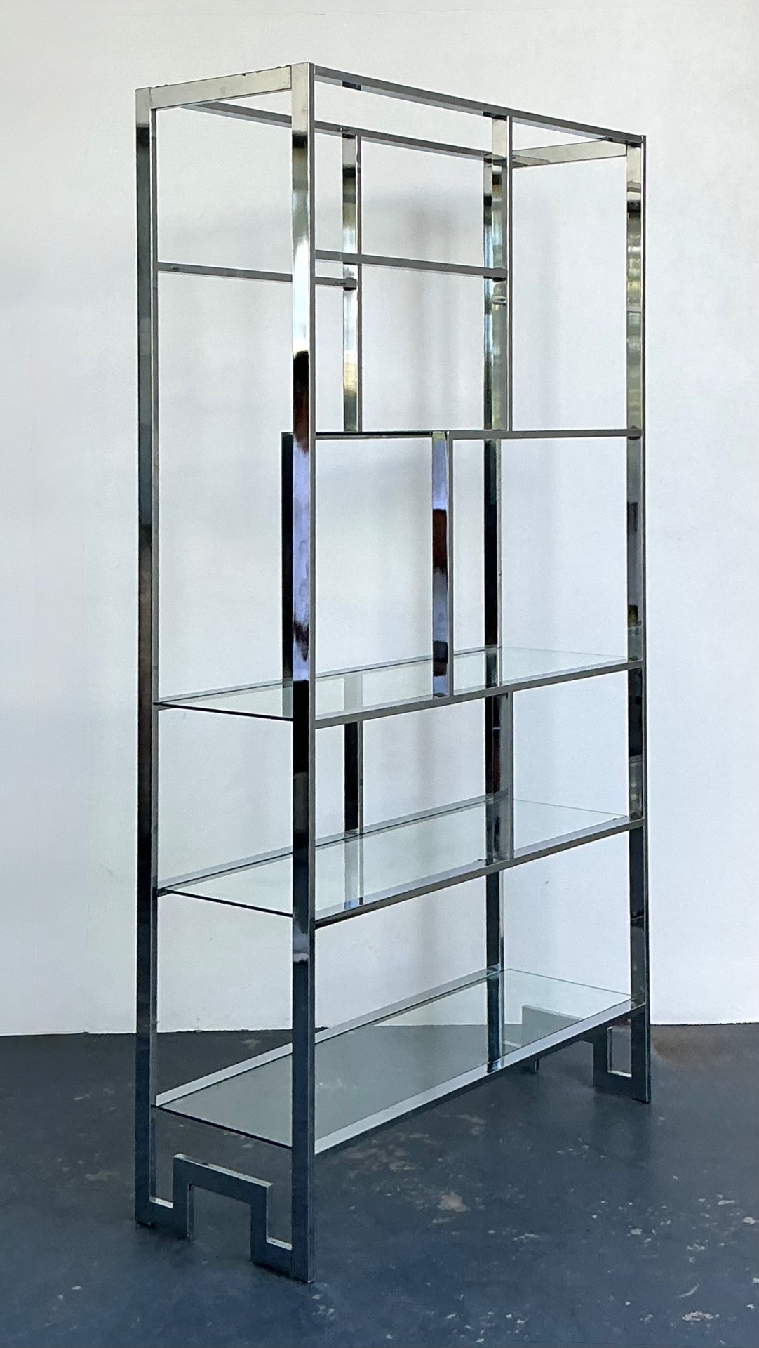 Vintage Chrome And Glass Etagere After Milo Baughman - Side view