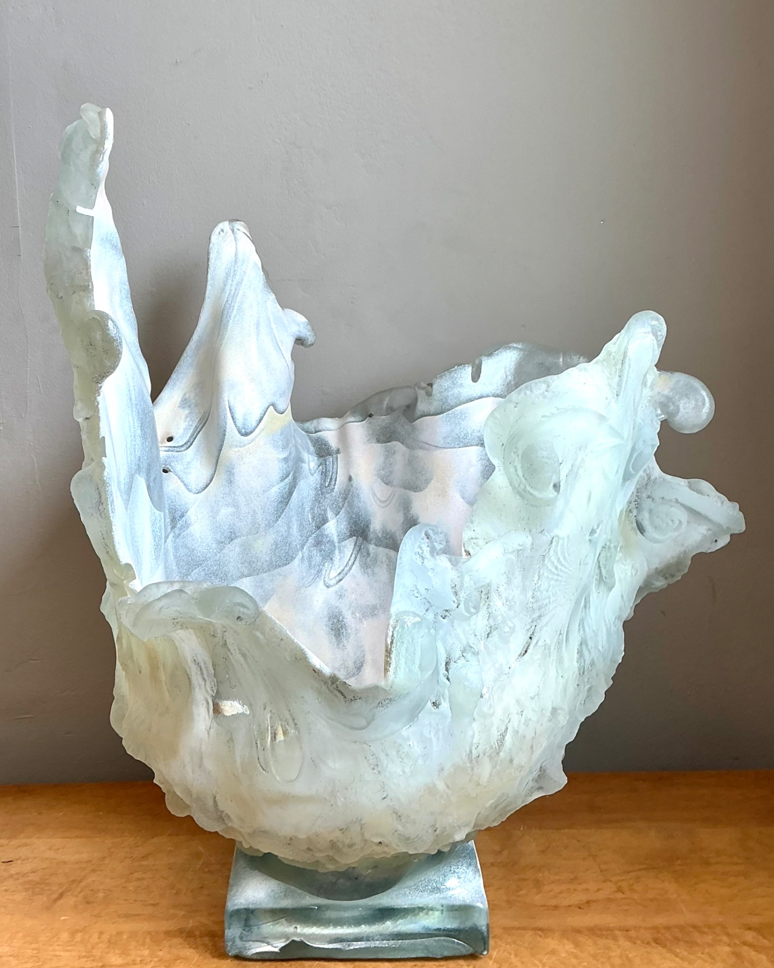 Vintage Monumental Biomorphic Sculptural Glass Bowl - Top view