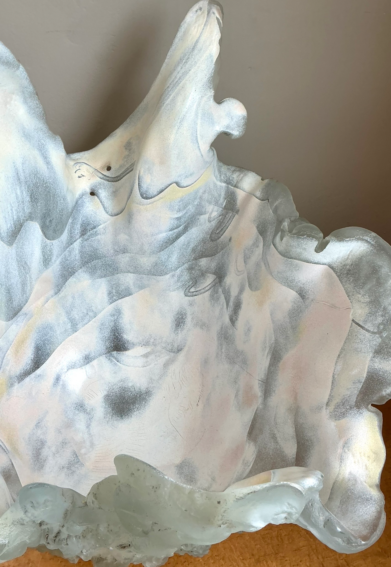 Vintage Monumental Biomorphic Sculptural Glass Bowl - Back view