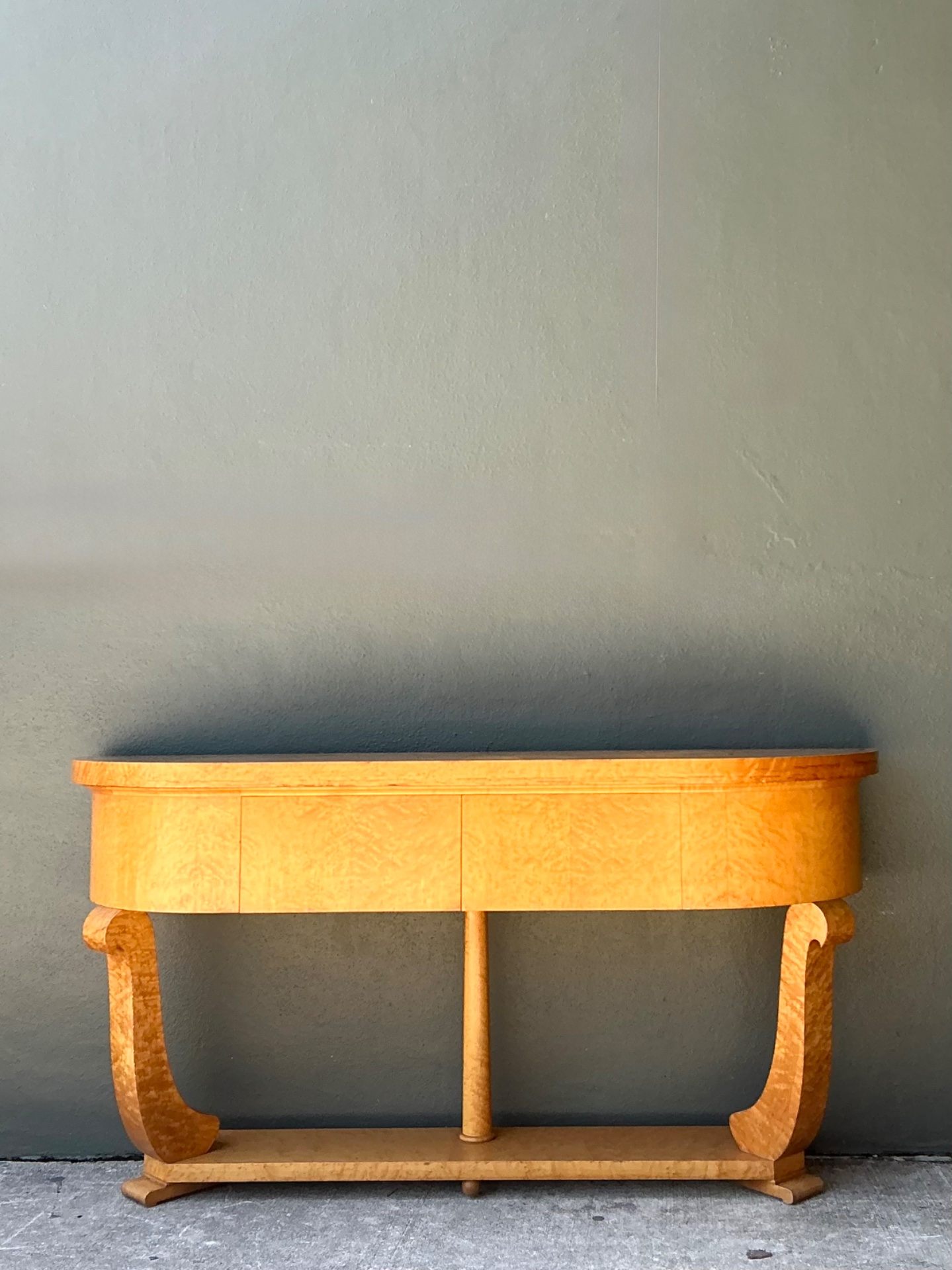Vintage Deco Burl Console Table - Side view
