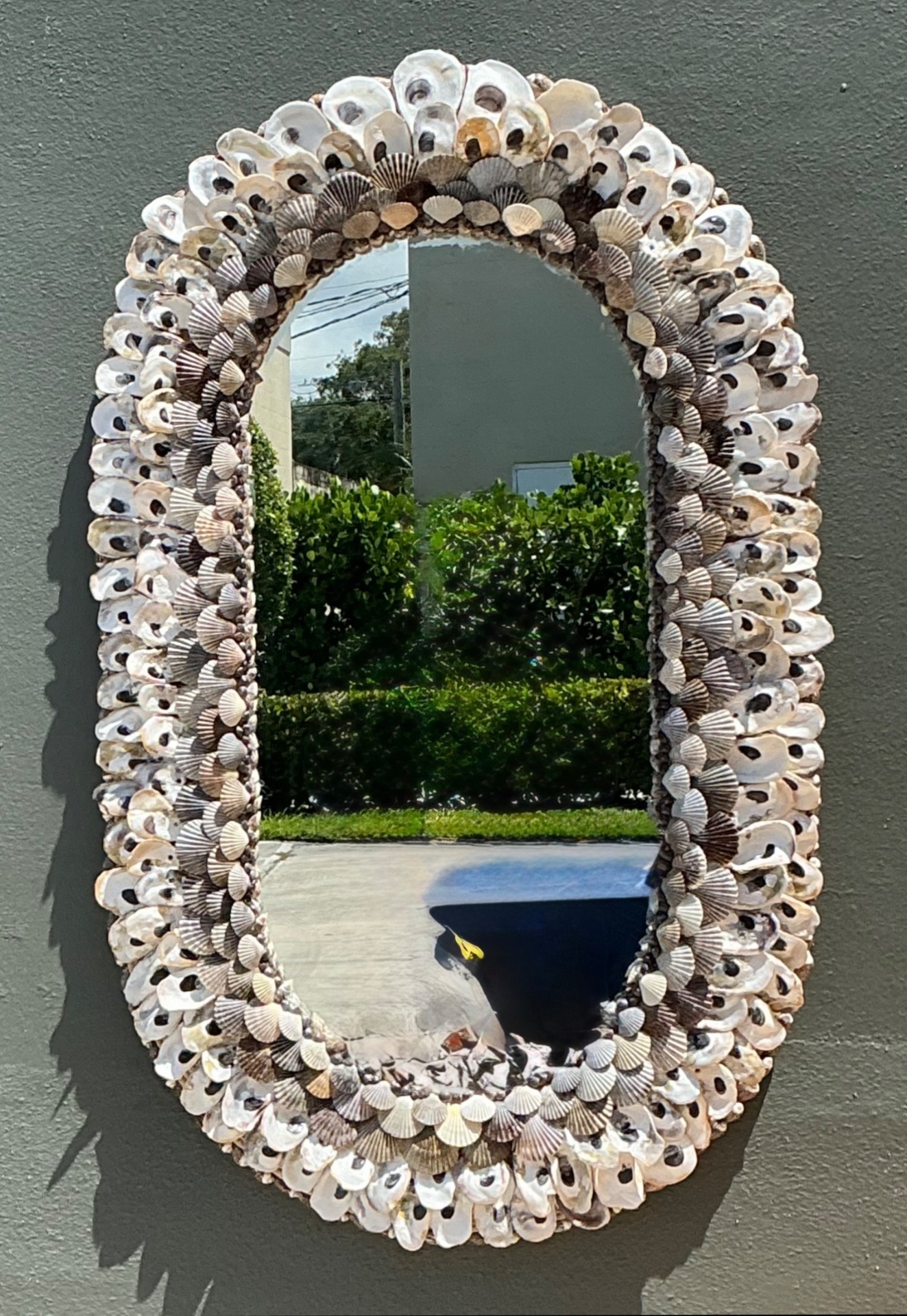 Vintage Shell Encrusted Wall Mirror - Side view