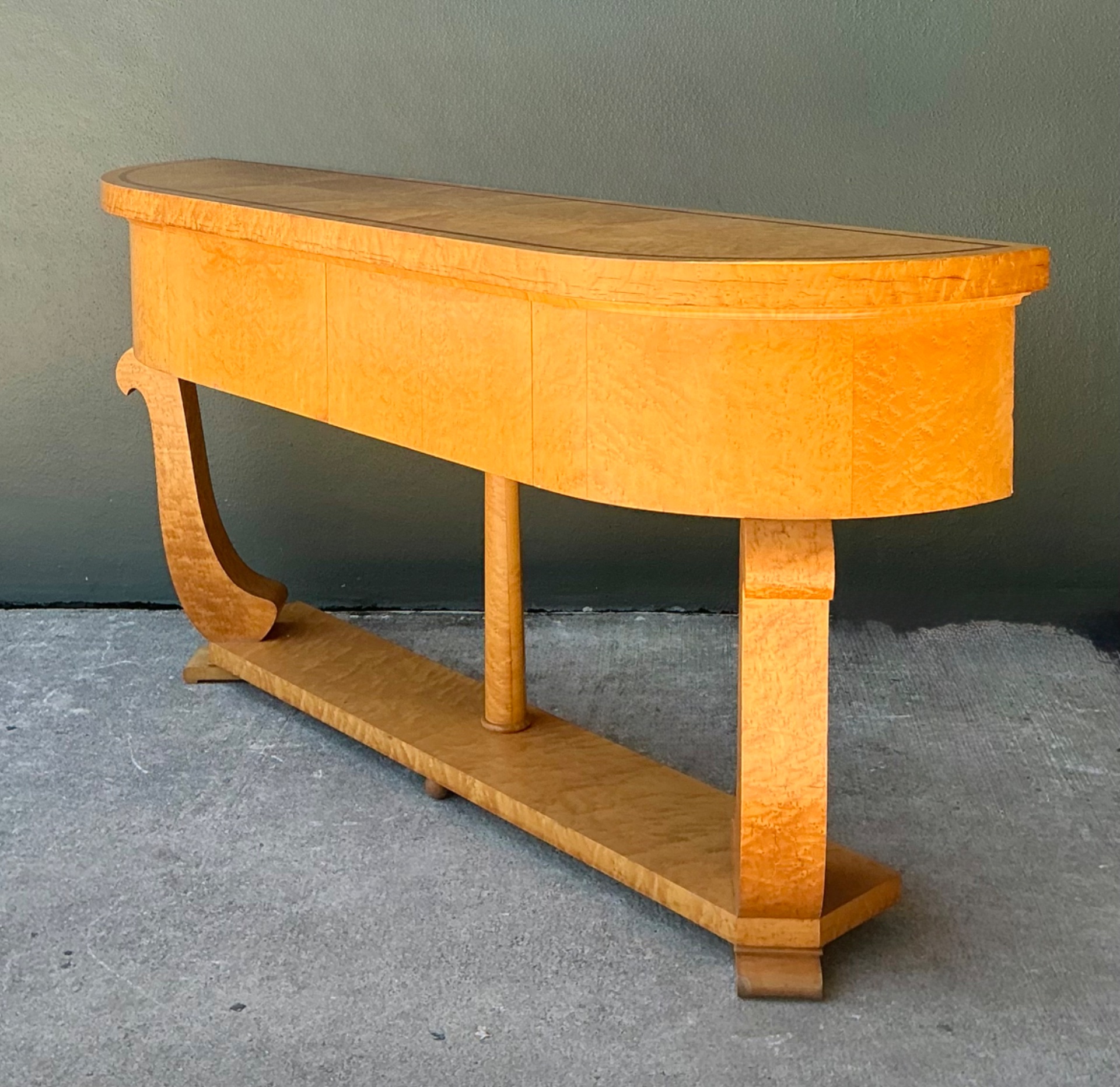 Vintage Deco Burl Console Table - Back view