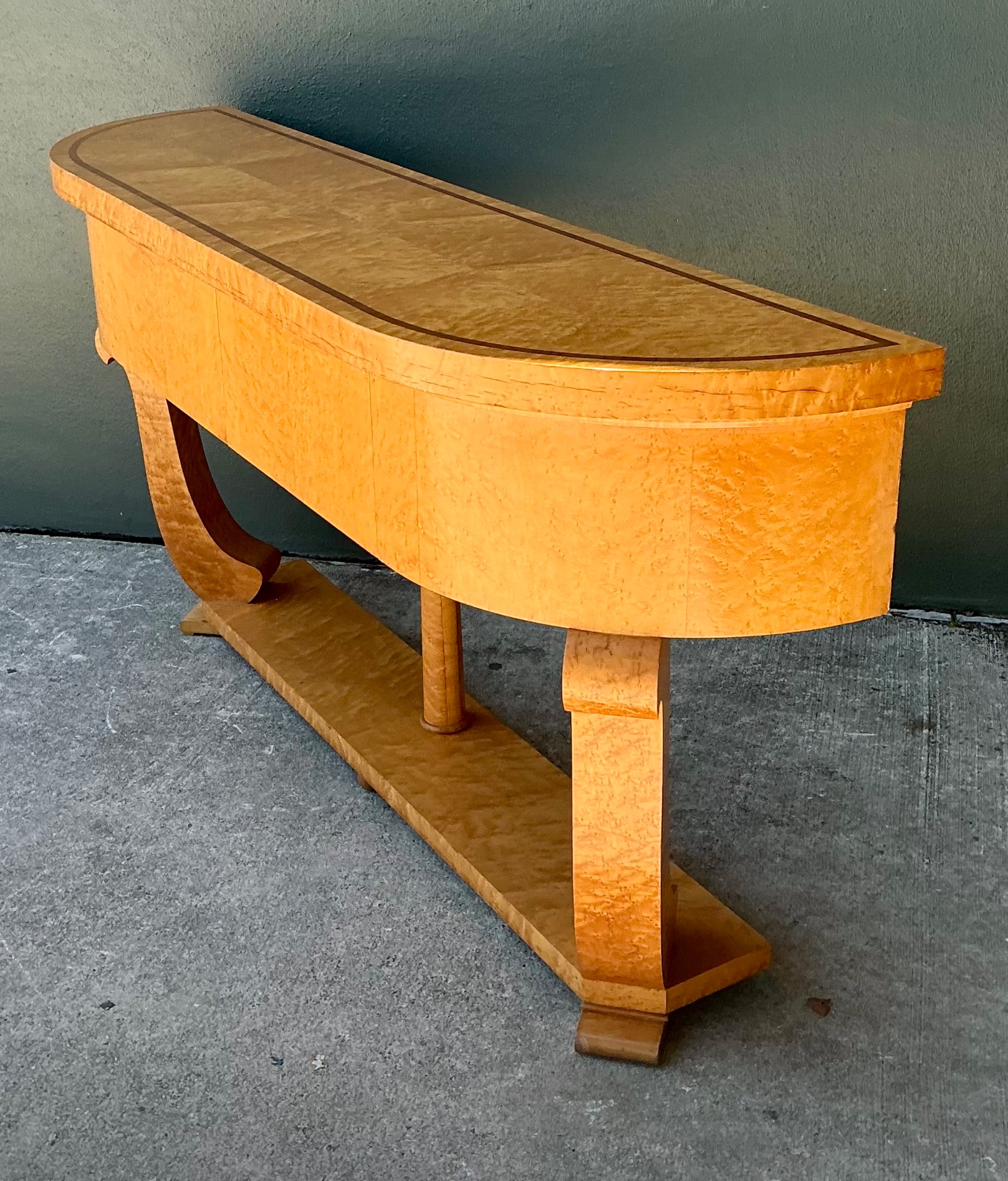 Vintage Deco Burl Console Table - Detail view