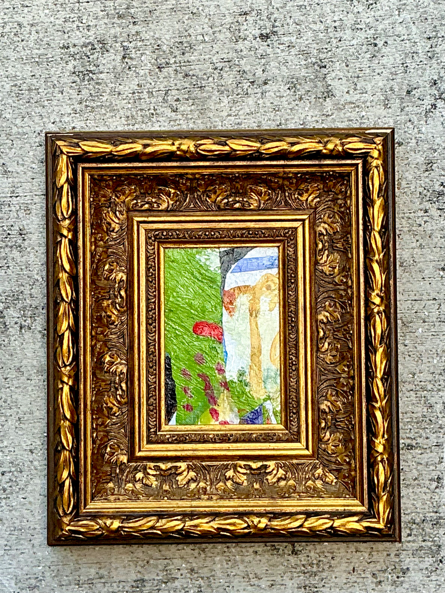 Vintage Framed Abstract Oil Painting - Back view