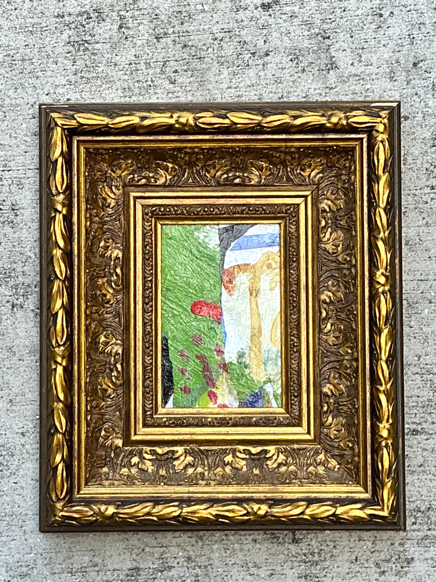 Vintage Framed Abstract Oil Painting - Top view