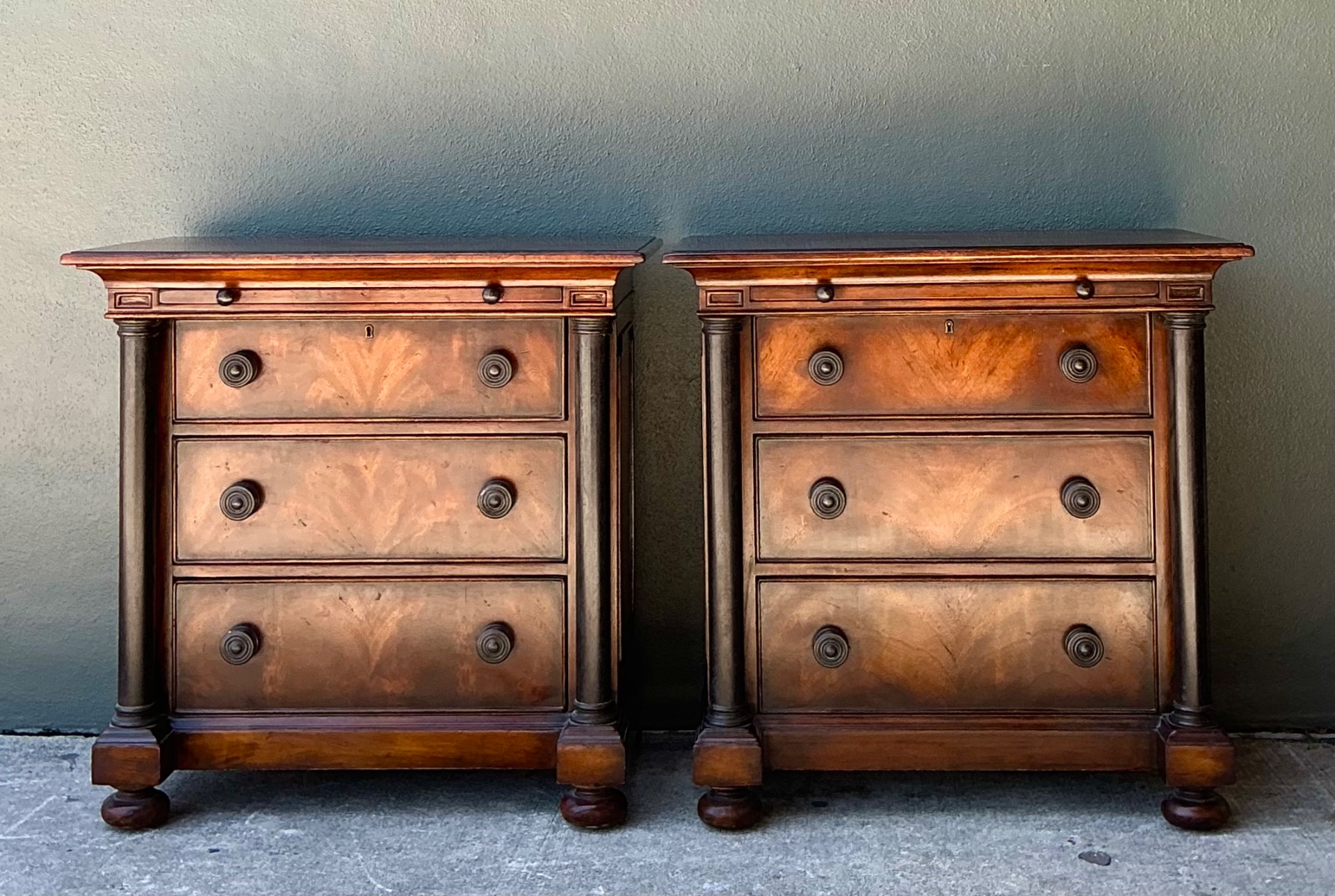 Vintage Maitland Smith Neoclassical Bronze Chests Of Drawers - A Pair - Back view