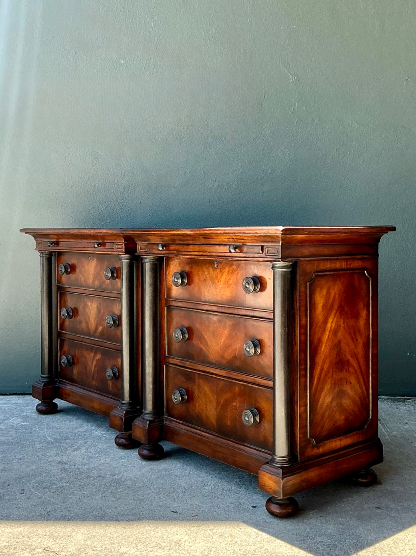 Vintage Maitland Smith Neoclassical Bronze Chests Of Drawers - A Pair - Side view