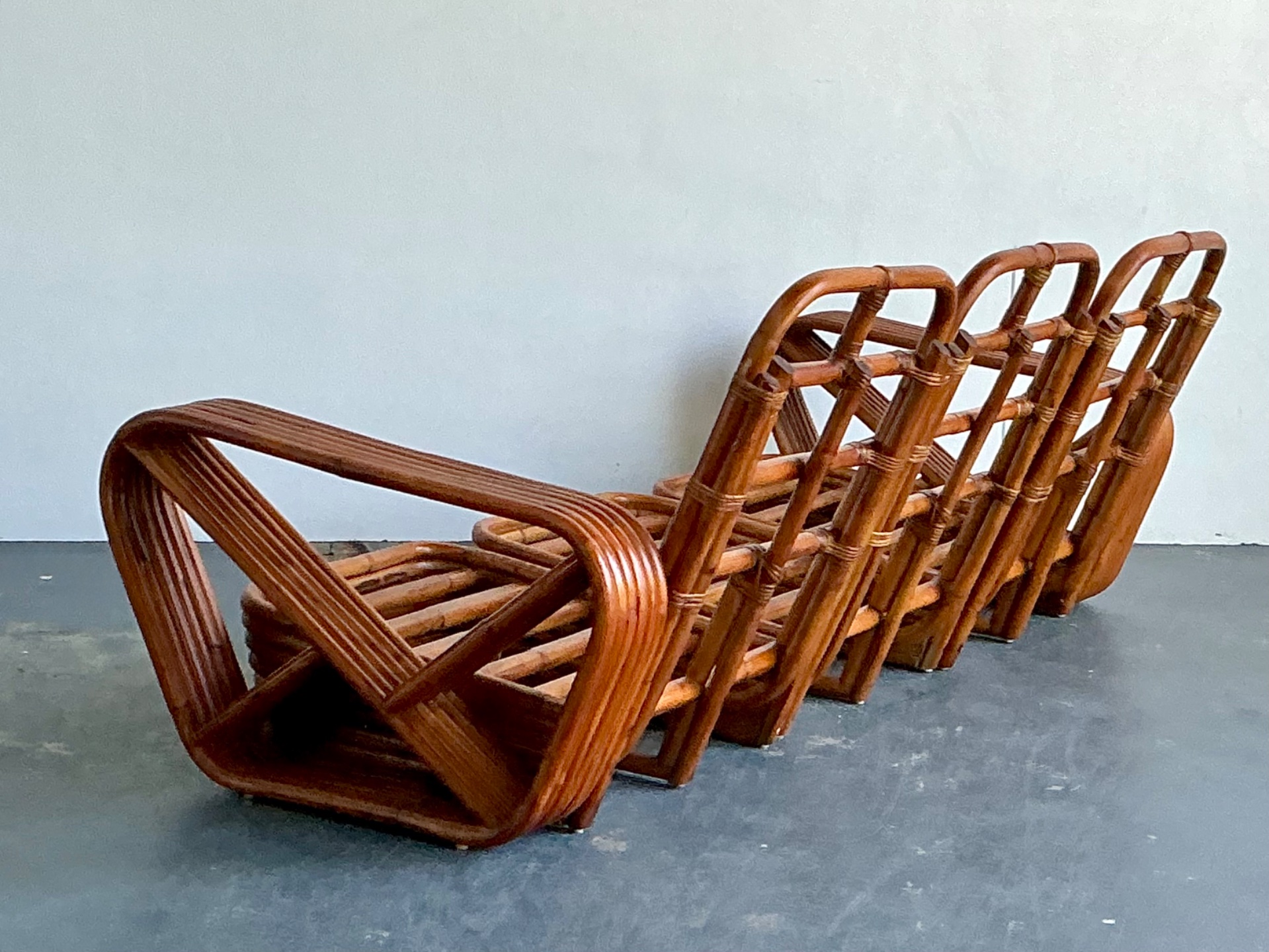 Vintage MCM Paul Frankl 6 Strand Rattan Sofa - Side view