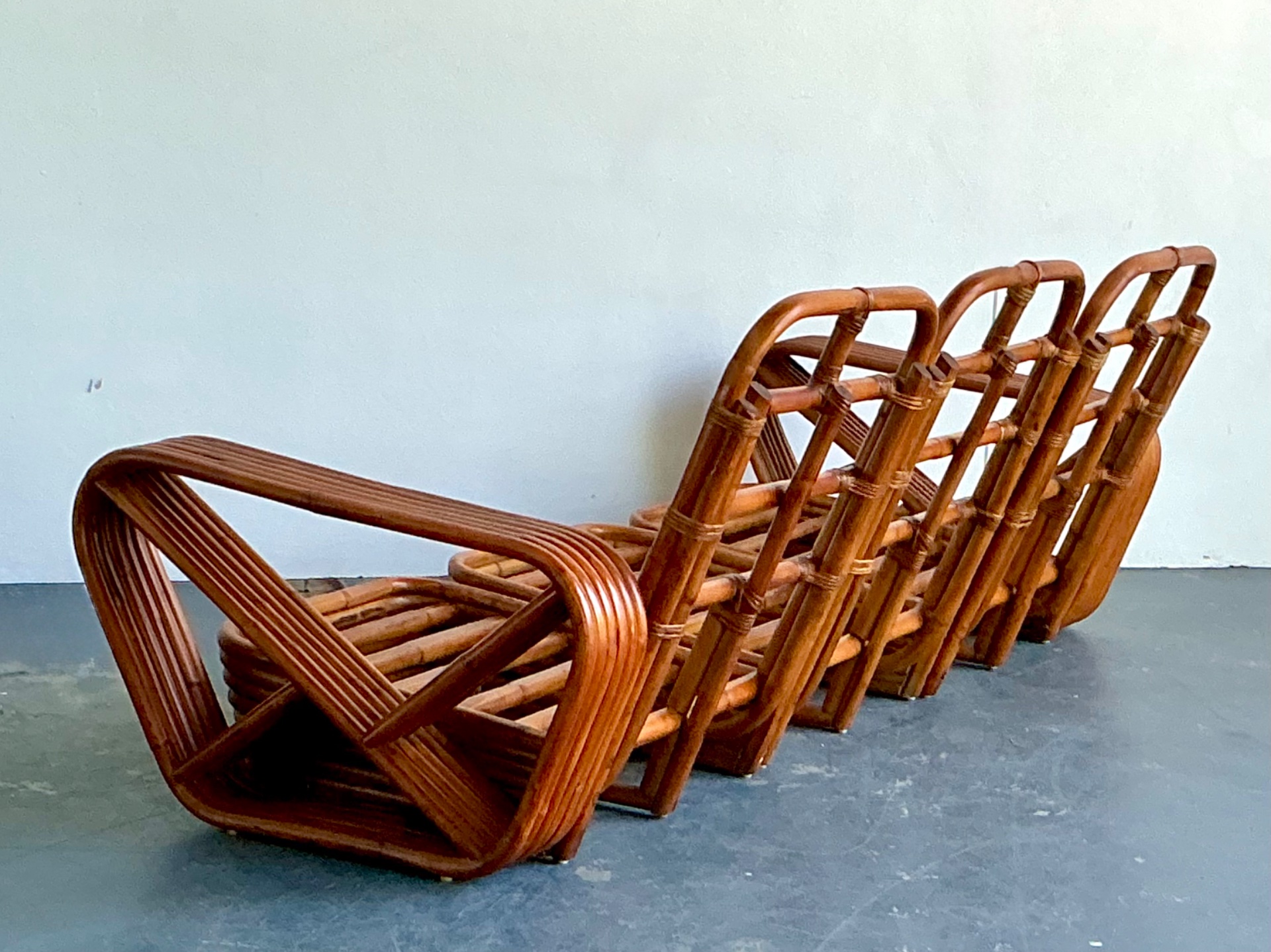 Vintage MCM Paul Frankl 6 Strand Rattan Sofa - Top view