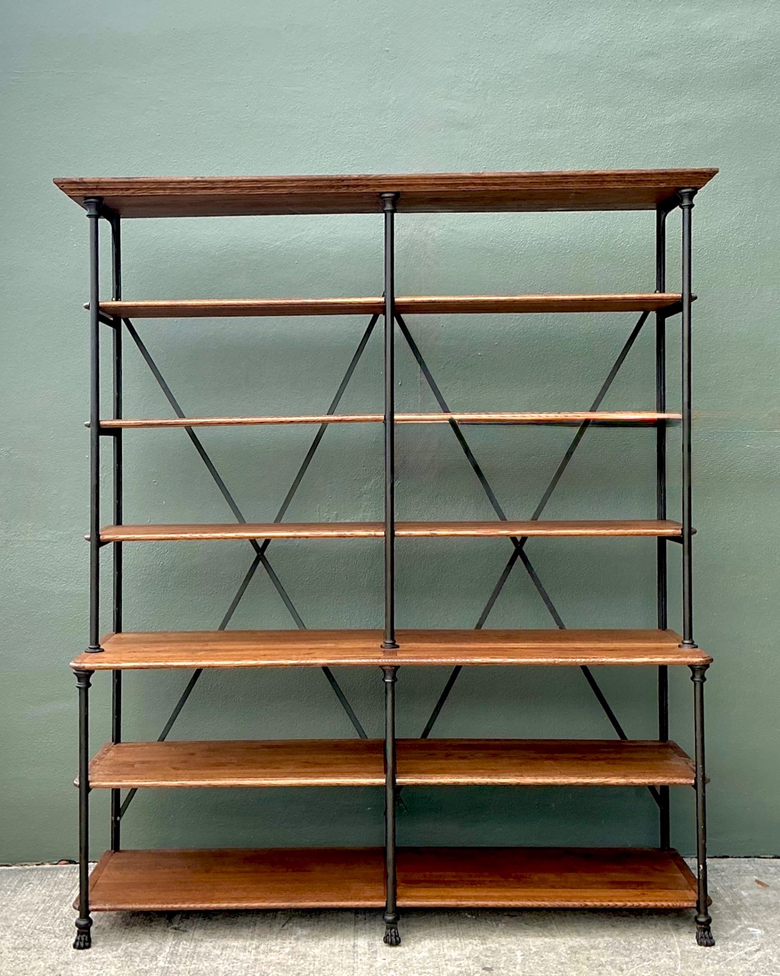 Vintage Industrial Style Metal And Wood Plank Etagere - Top view