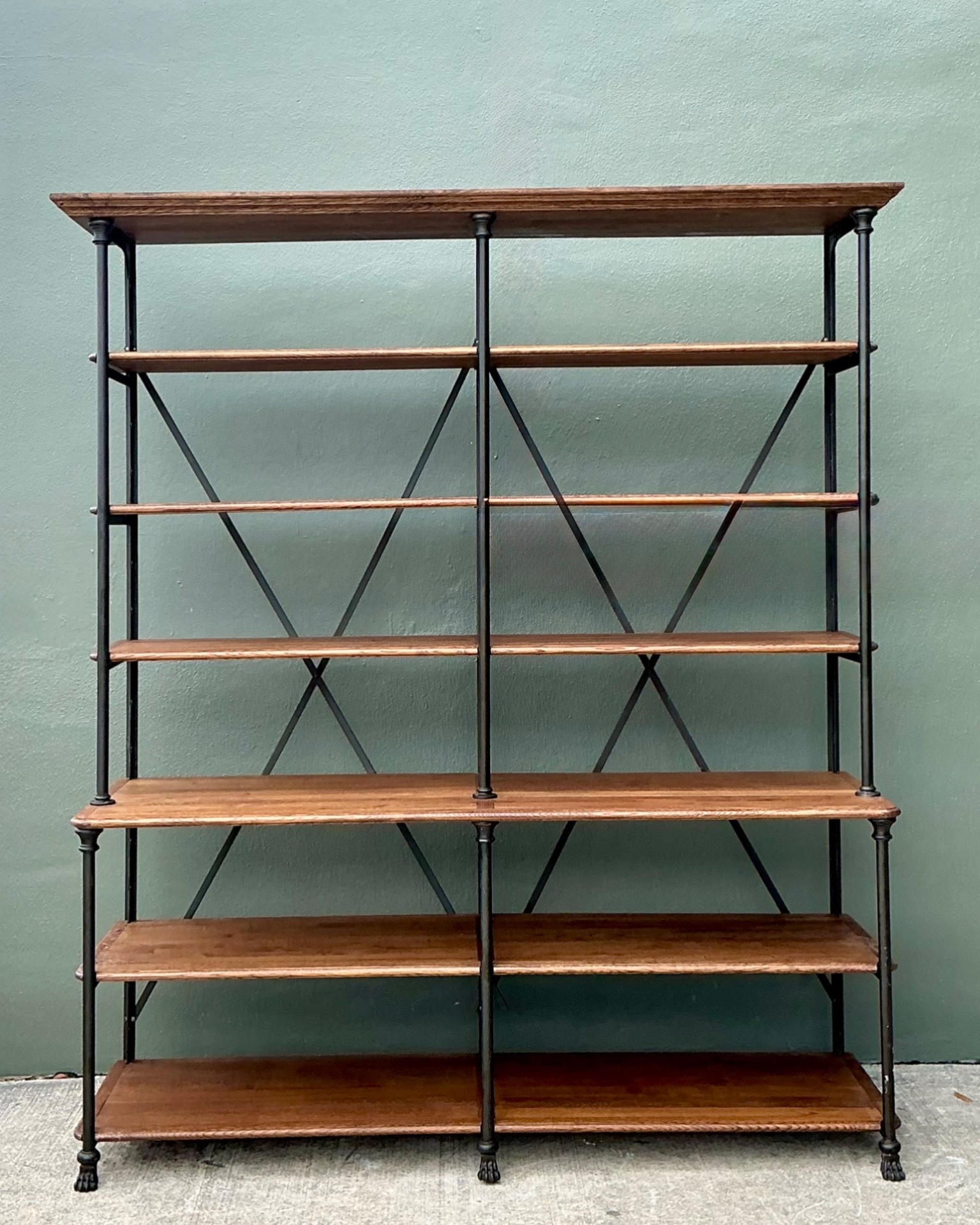 Vintage Industrial Style Metal And Wood Plank Etagere - Side view