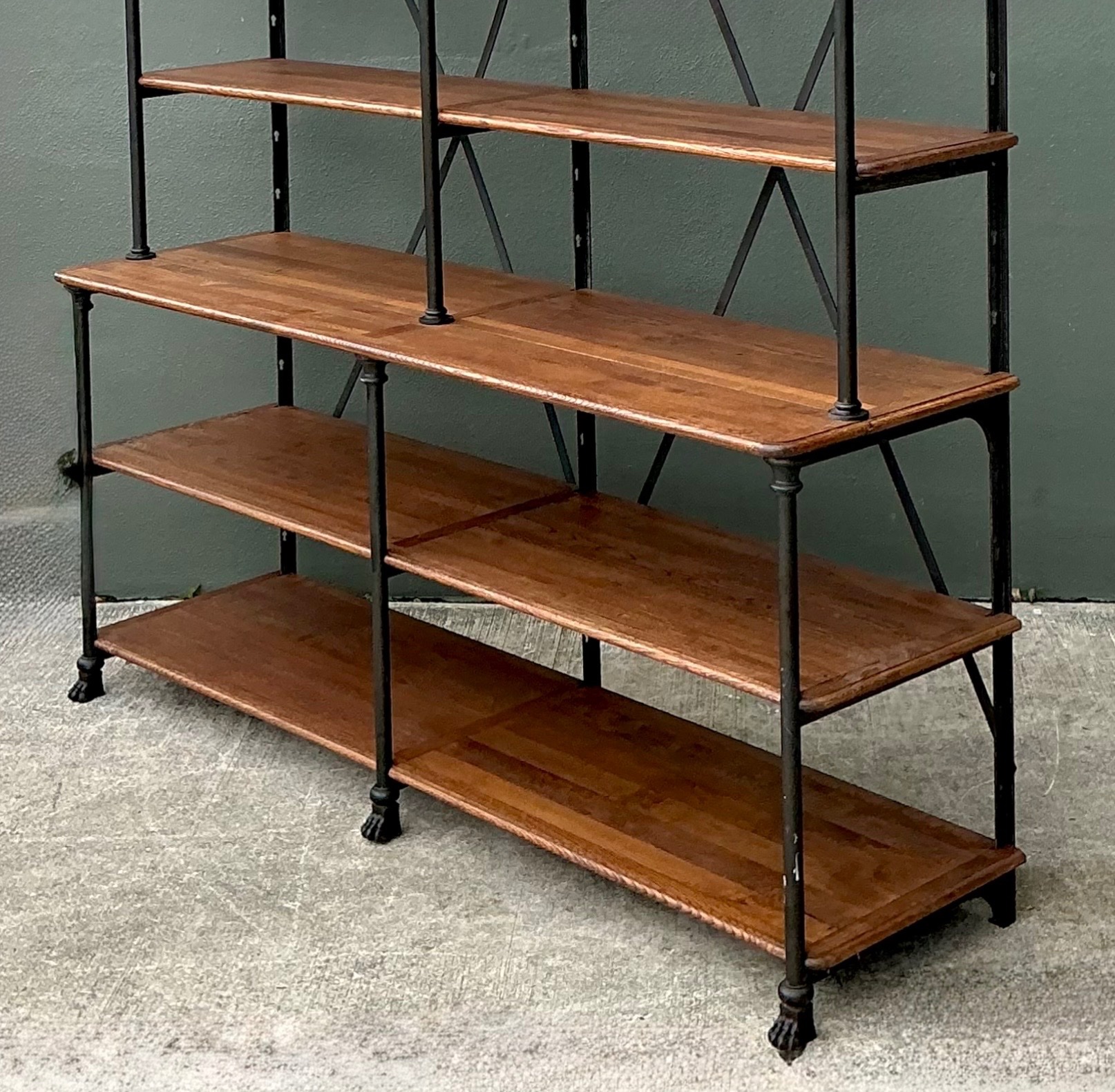 Vintage Industrial Style Metal And Wood Plank Etagere - Back view