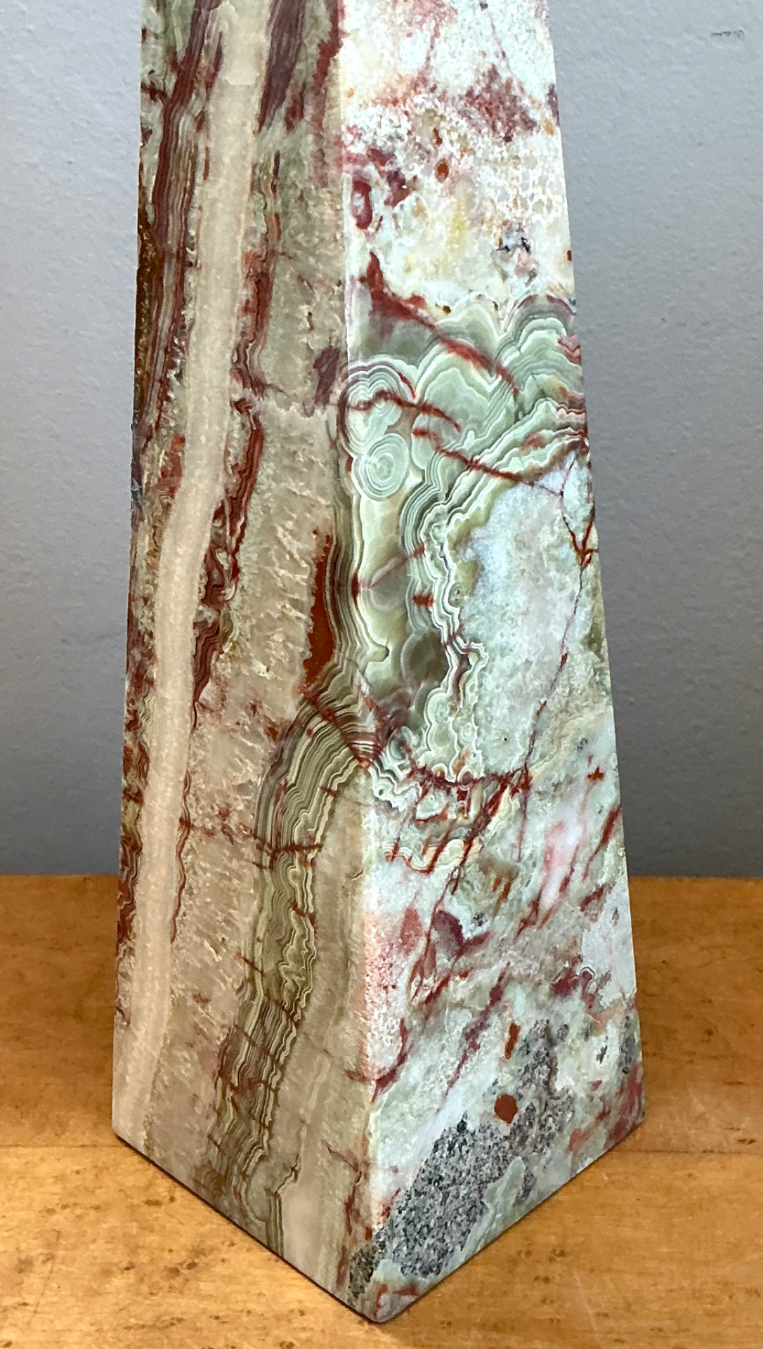 Vintage Stone Onyx Obelisk - Side view
