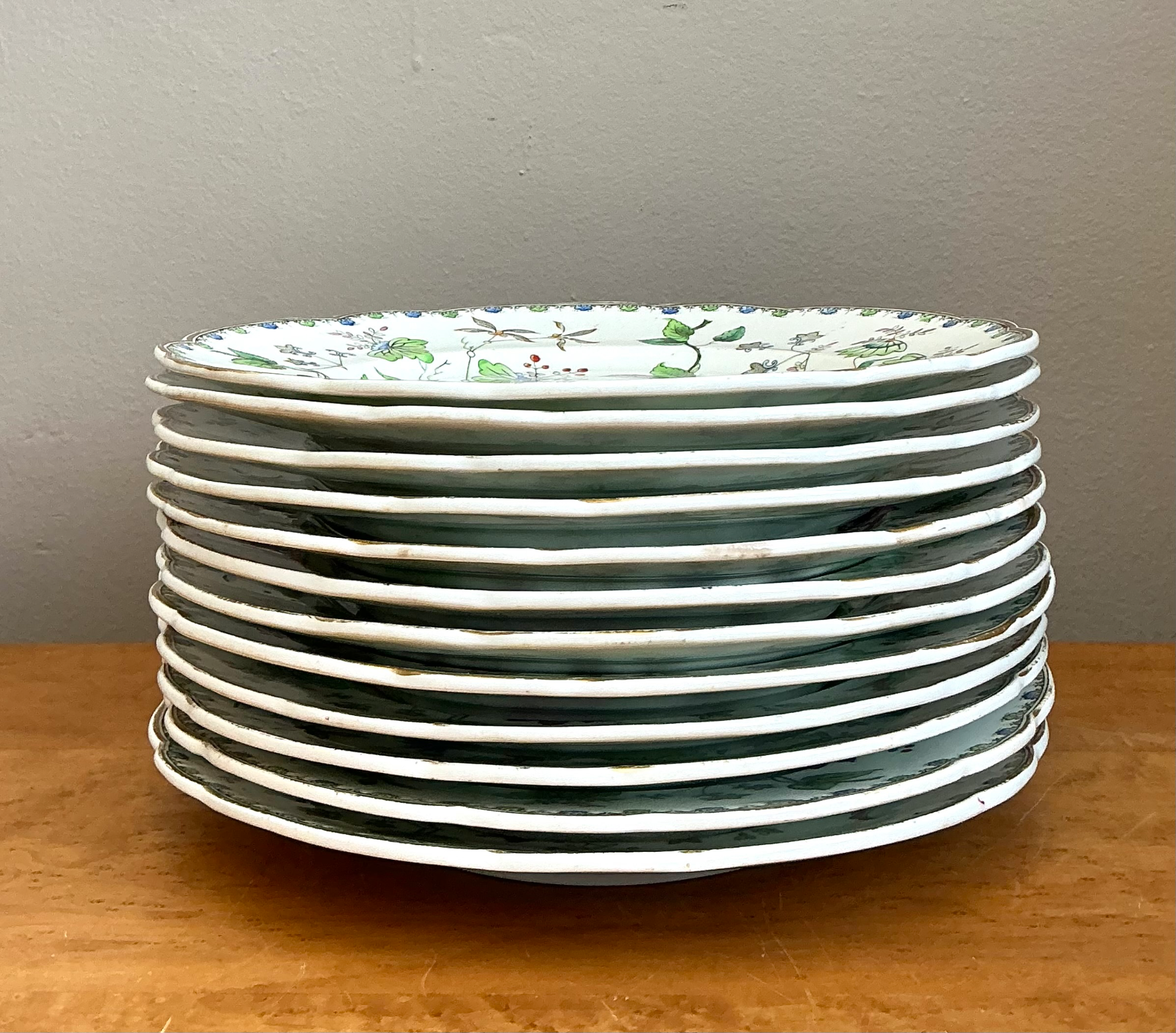 George G Vintage “Challie” Floral Patterned Porcelain Plates - Set of 12 - Back view