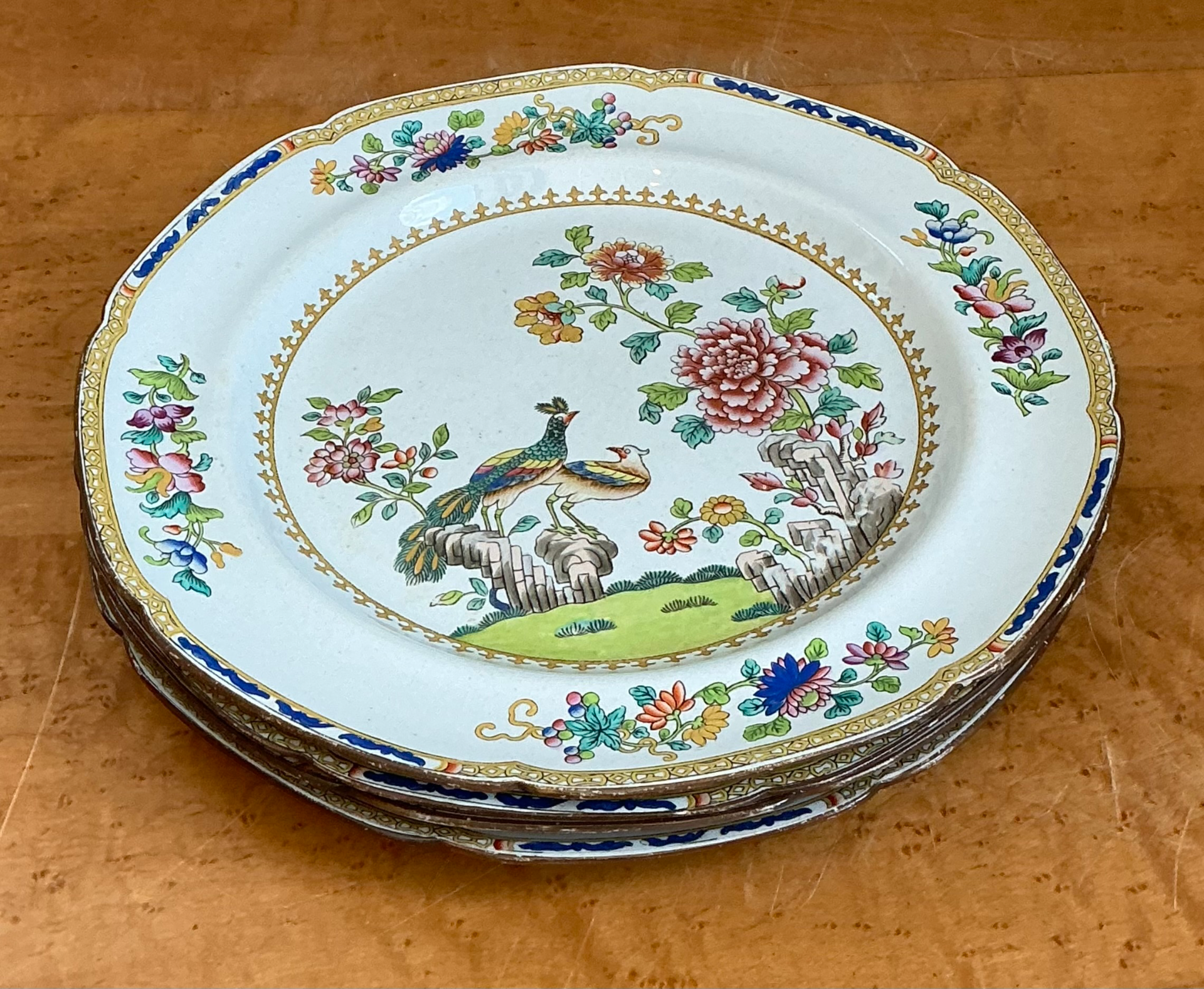 Vintage Spode New Stone Floral Plates - Set of 4 - Detail view