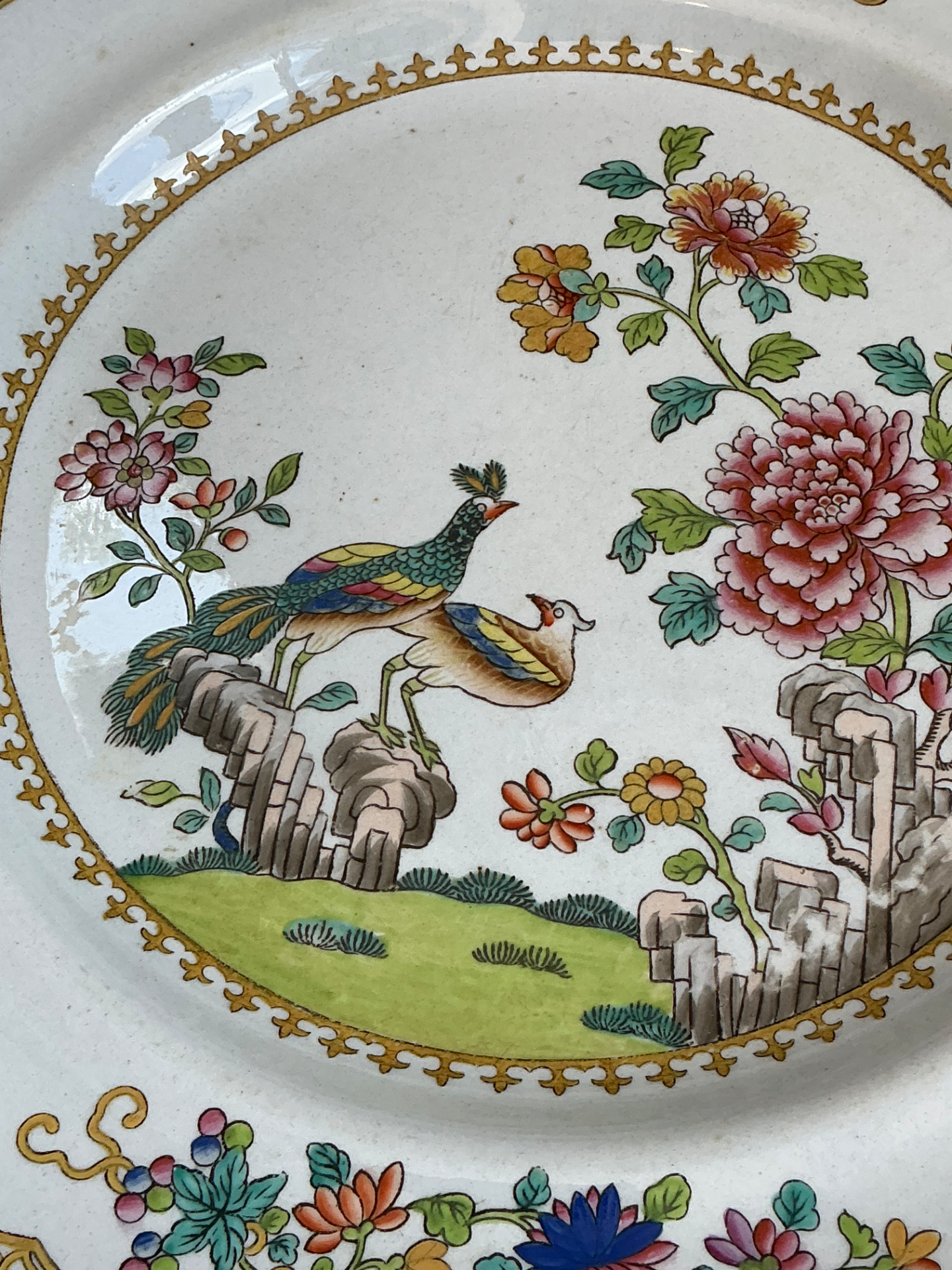 Vintage Spode New Stone Floral Plates - Set of 4 - Top view
