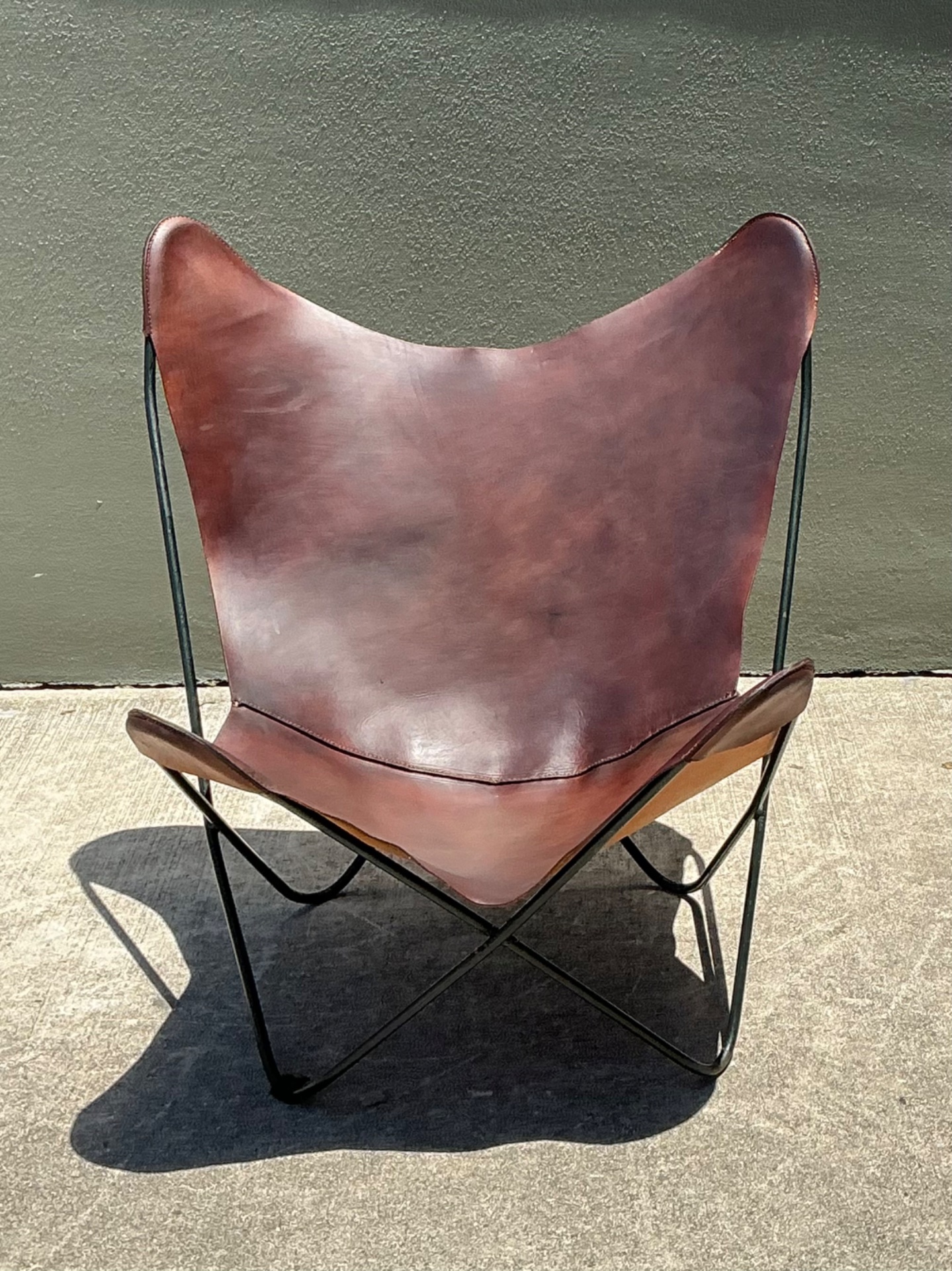 Vintage Leather and Metal Butterfly Chair - Back view