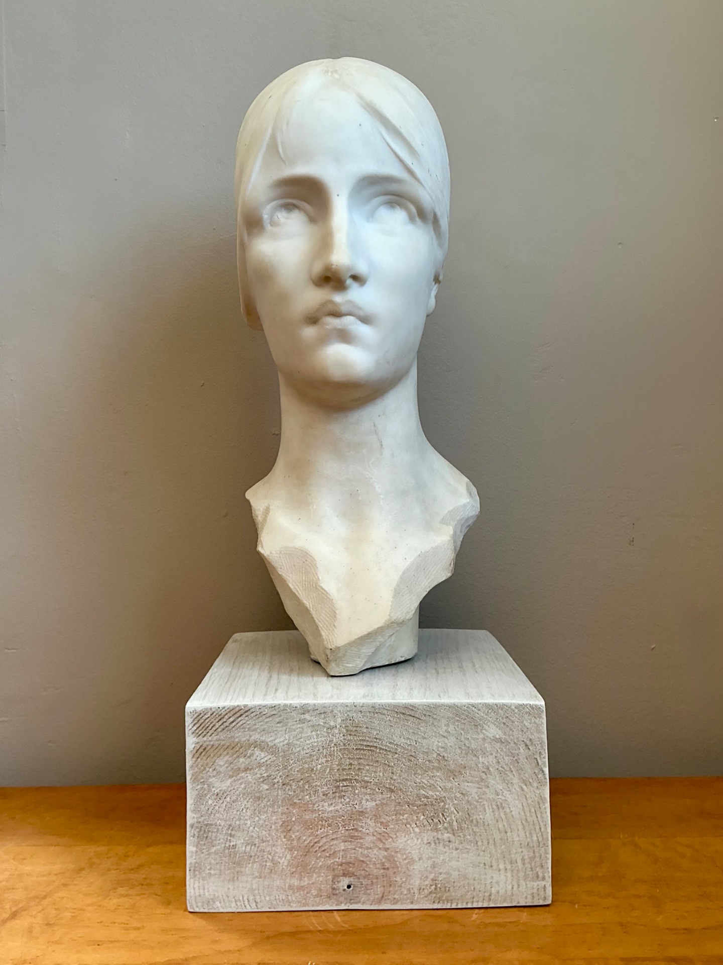 Vintage Carved Marble Head Sculpture - Side view
