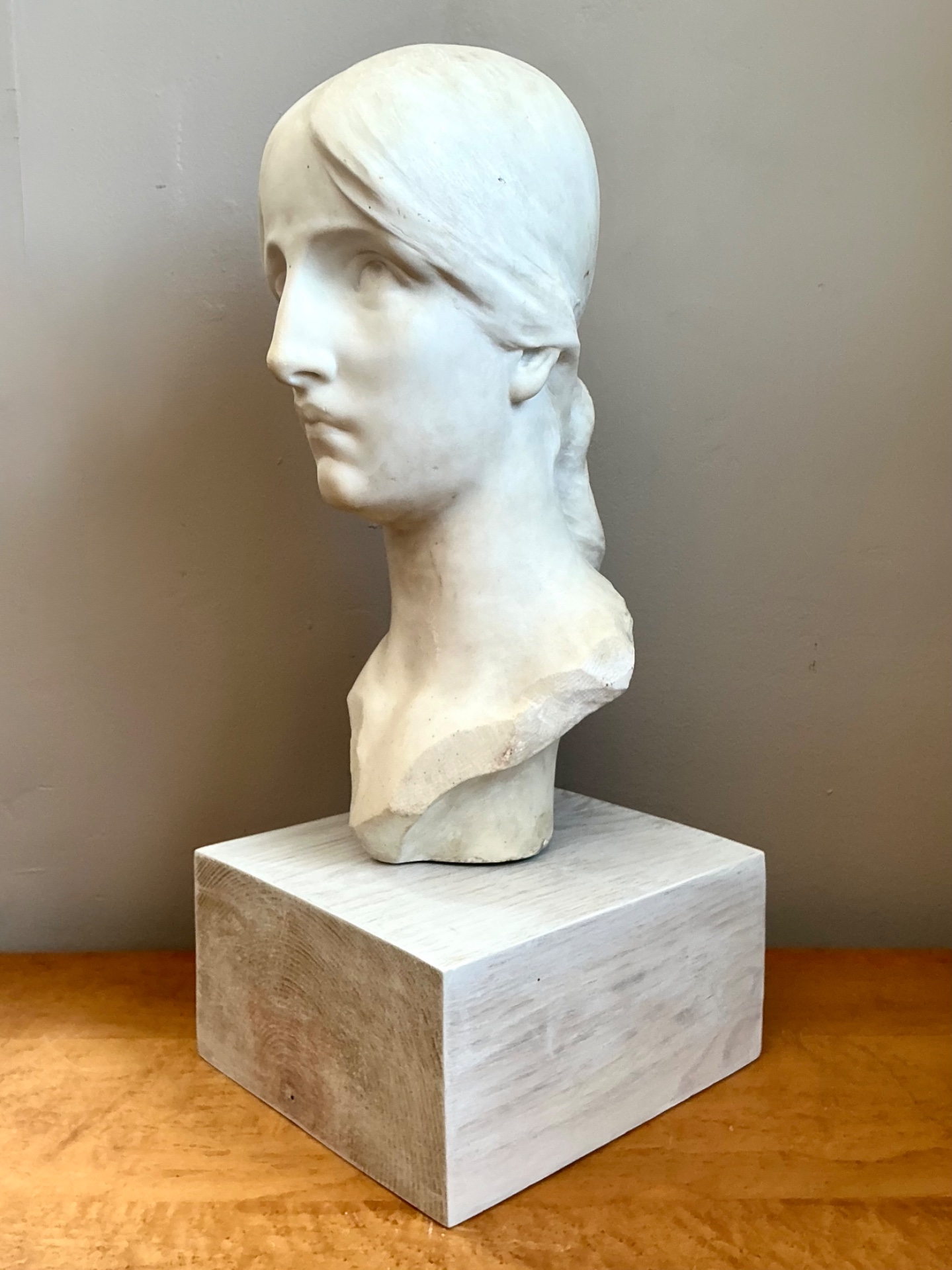Vintage Carved Marble Head Sculpture - Back view