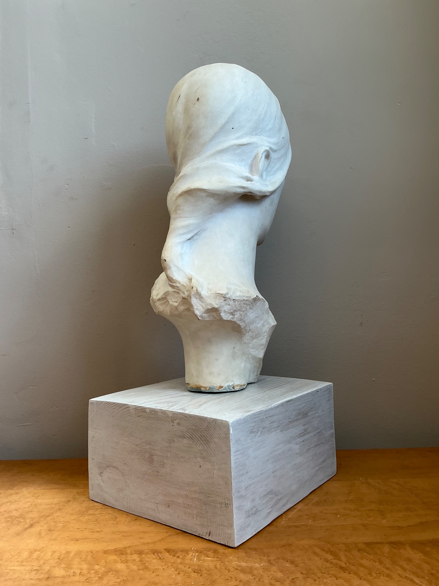 Vintage Carved Marble Head Sculpture - Detail view