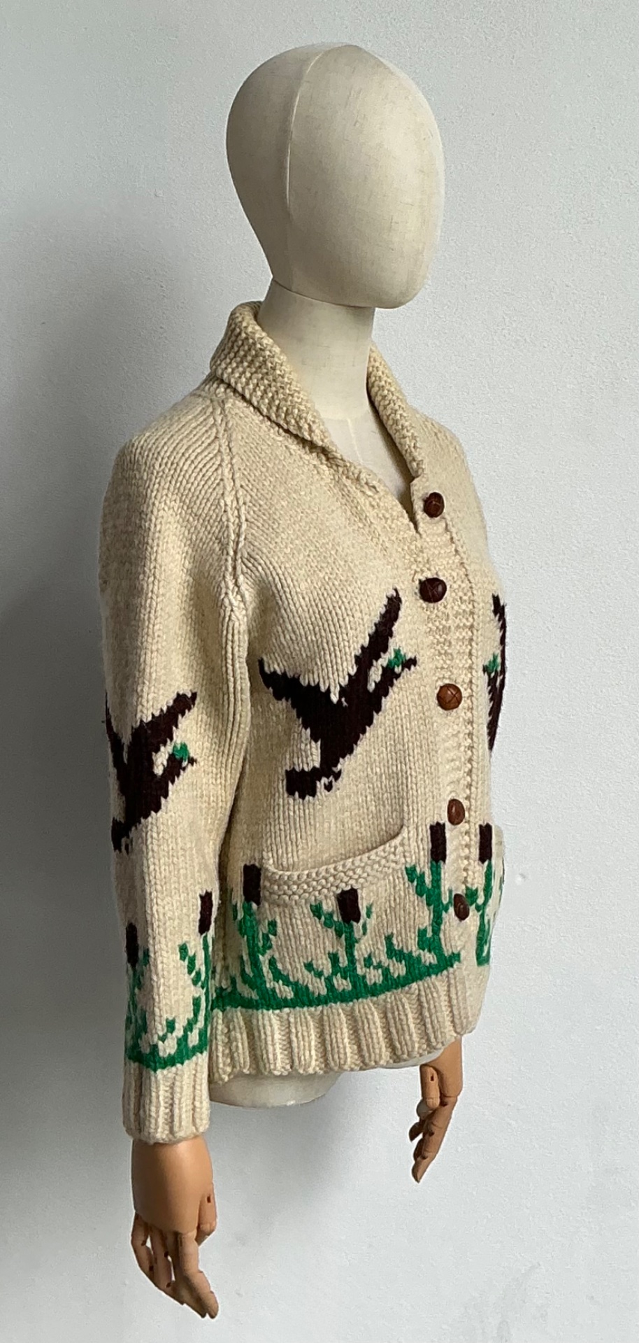 Vintage Hand-Knitted Wool Cardigan - Top view