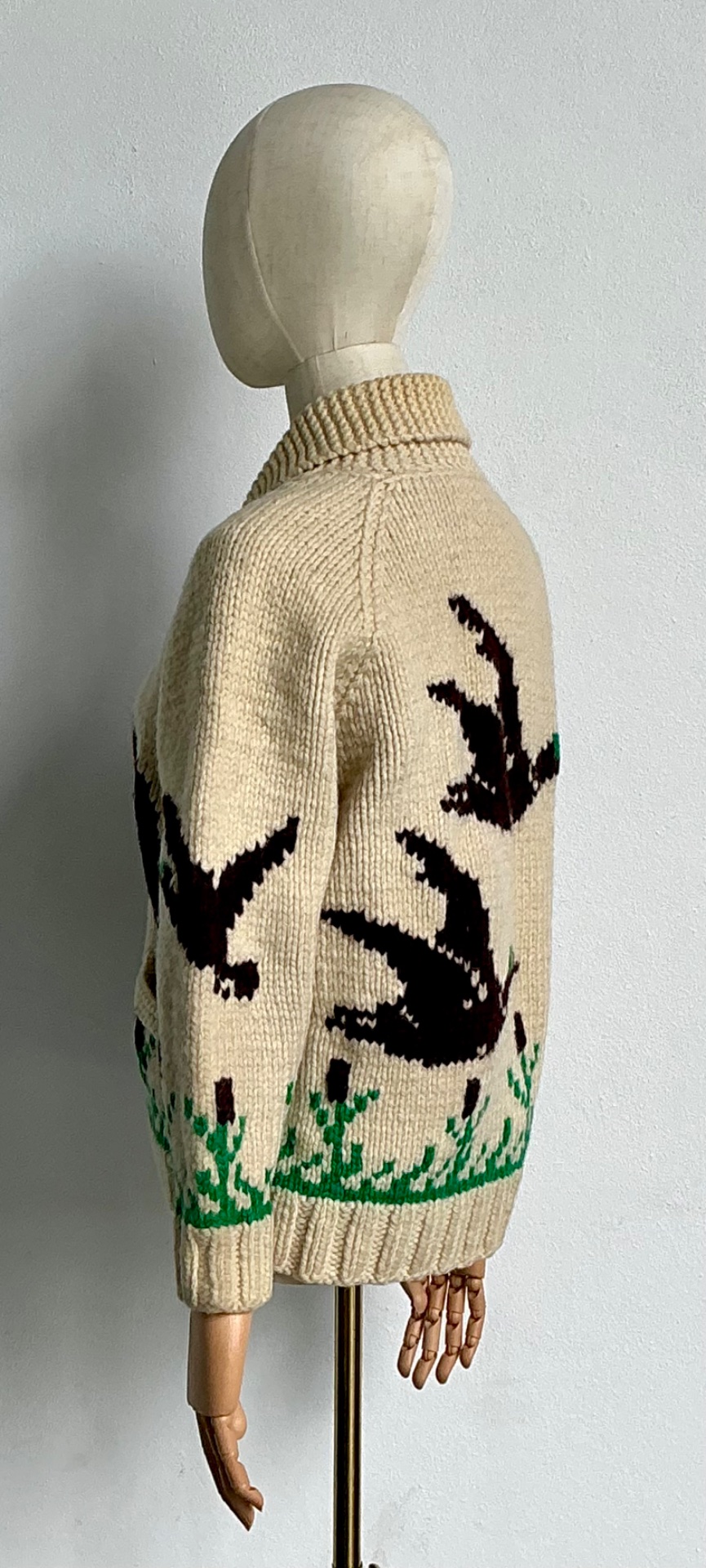 Vintage Hand-Knitted Wool Cardigan - Detail view